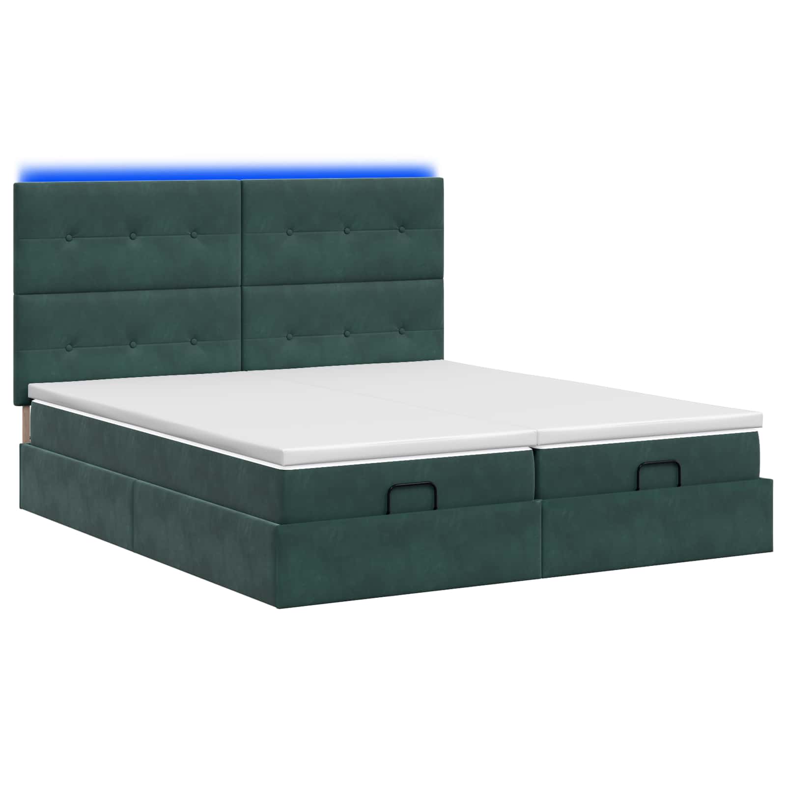 Ottoman Bed met Matrassen en LED Donkergroen 160 x 200 cm – afbeelding 7