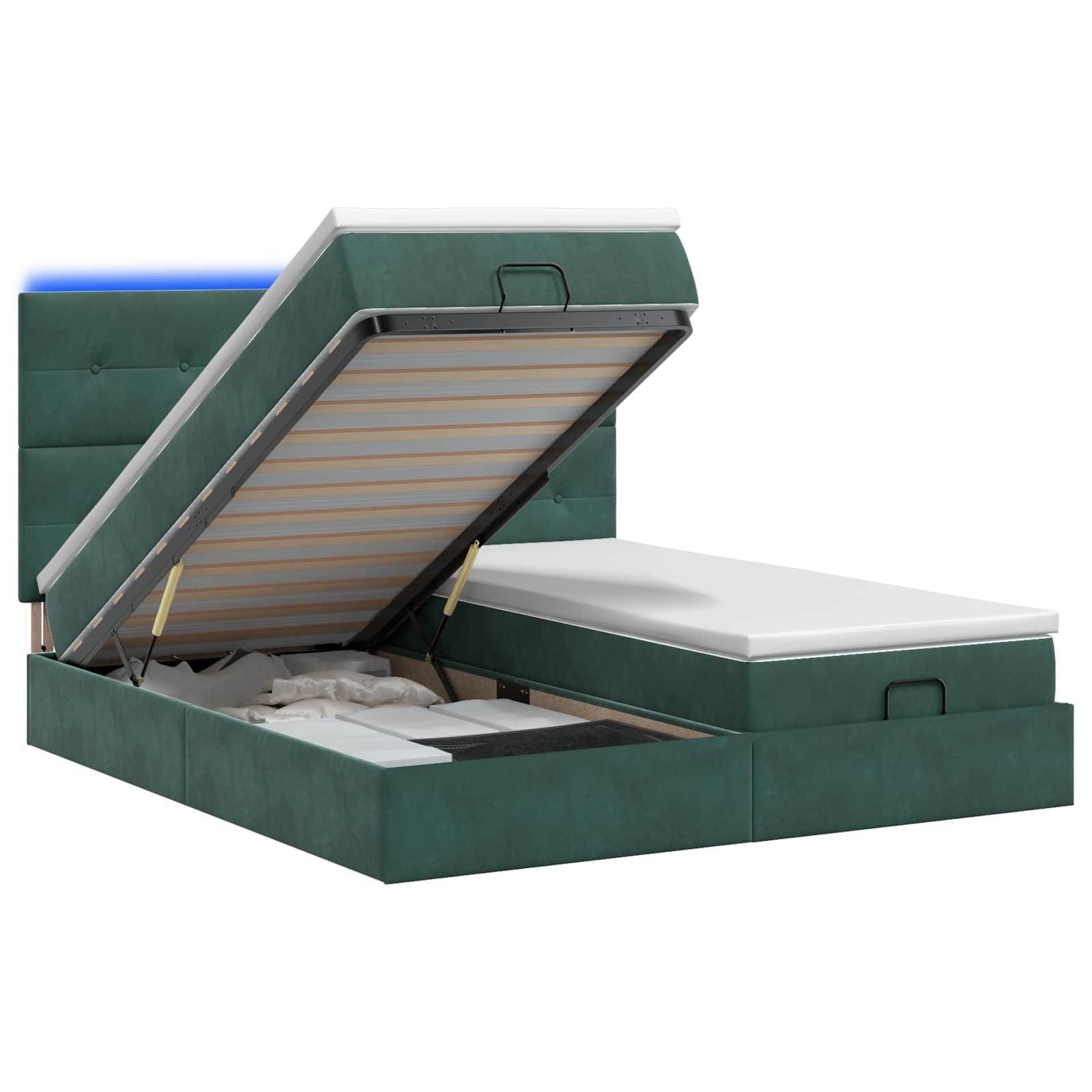 Ottoman Bed met Matrassen en LED Donkergroen 180 x 200 cm