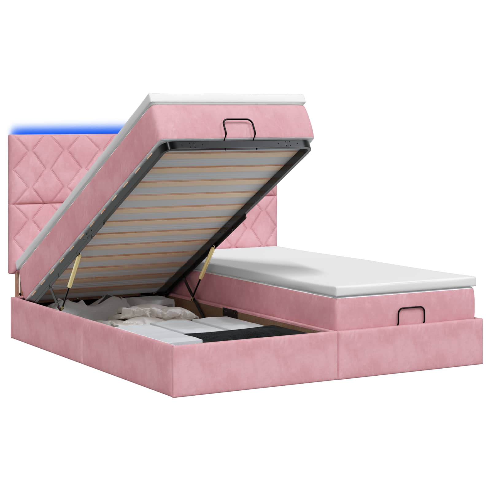 Ottoman Bed met Matrassen en LED Roze 180 x 200 cm fluweel