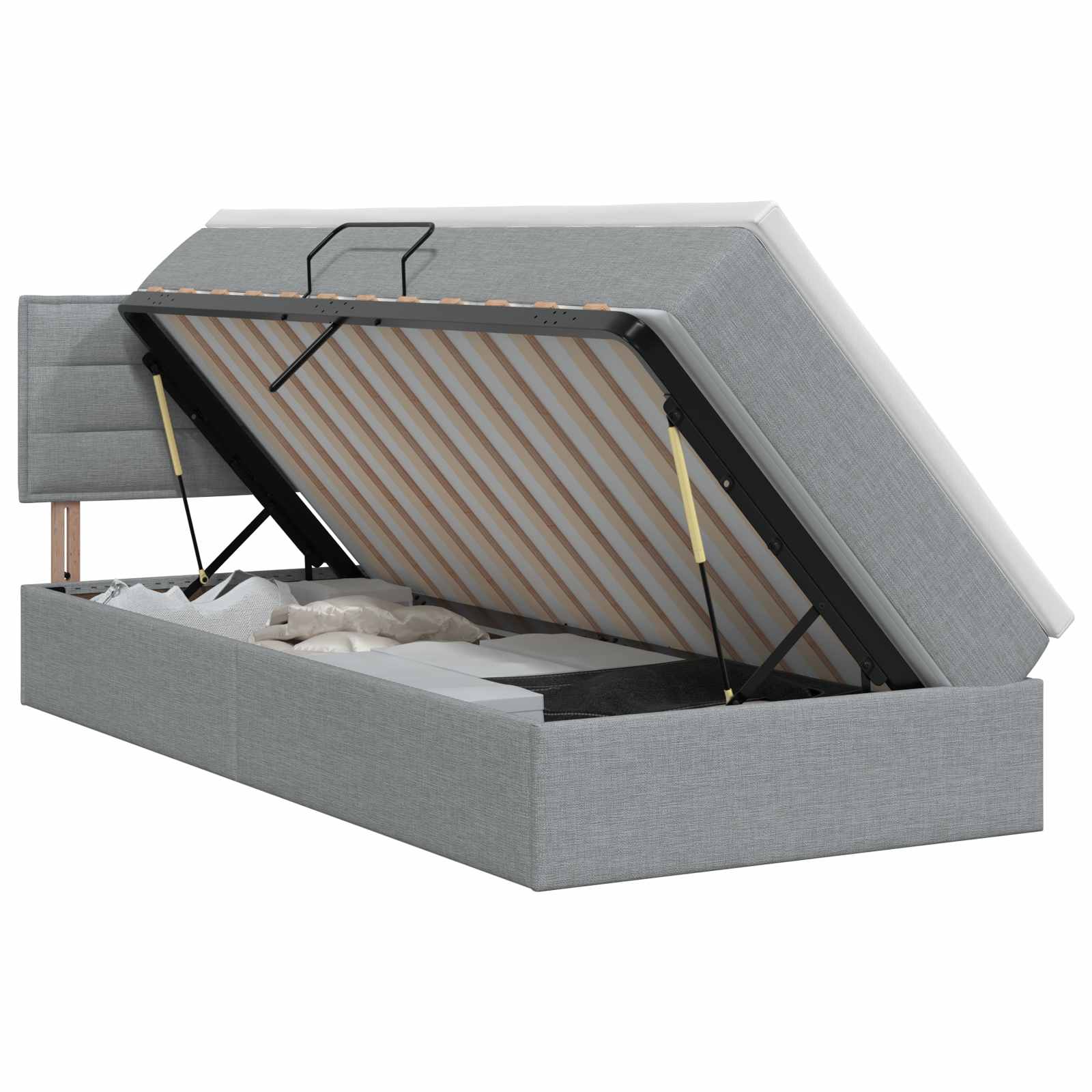 Opbergbed met matras Lichtgrijs 90 x 200 cm fluweel – afbeelding 1