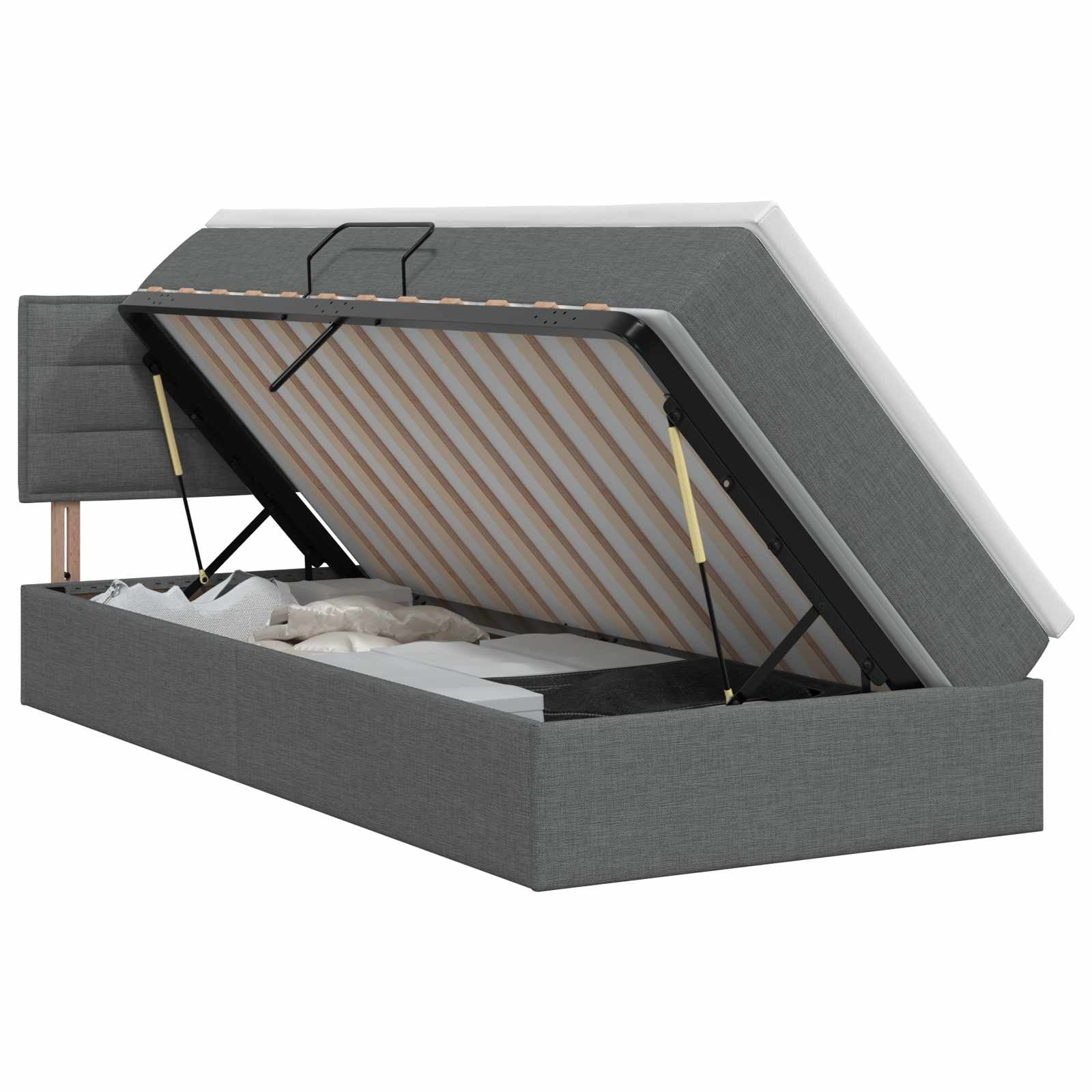 Opbergbed met matras Donkergrijs 90 x 200 cm fluweel – afbeelding 1