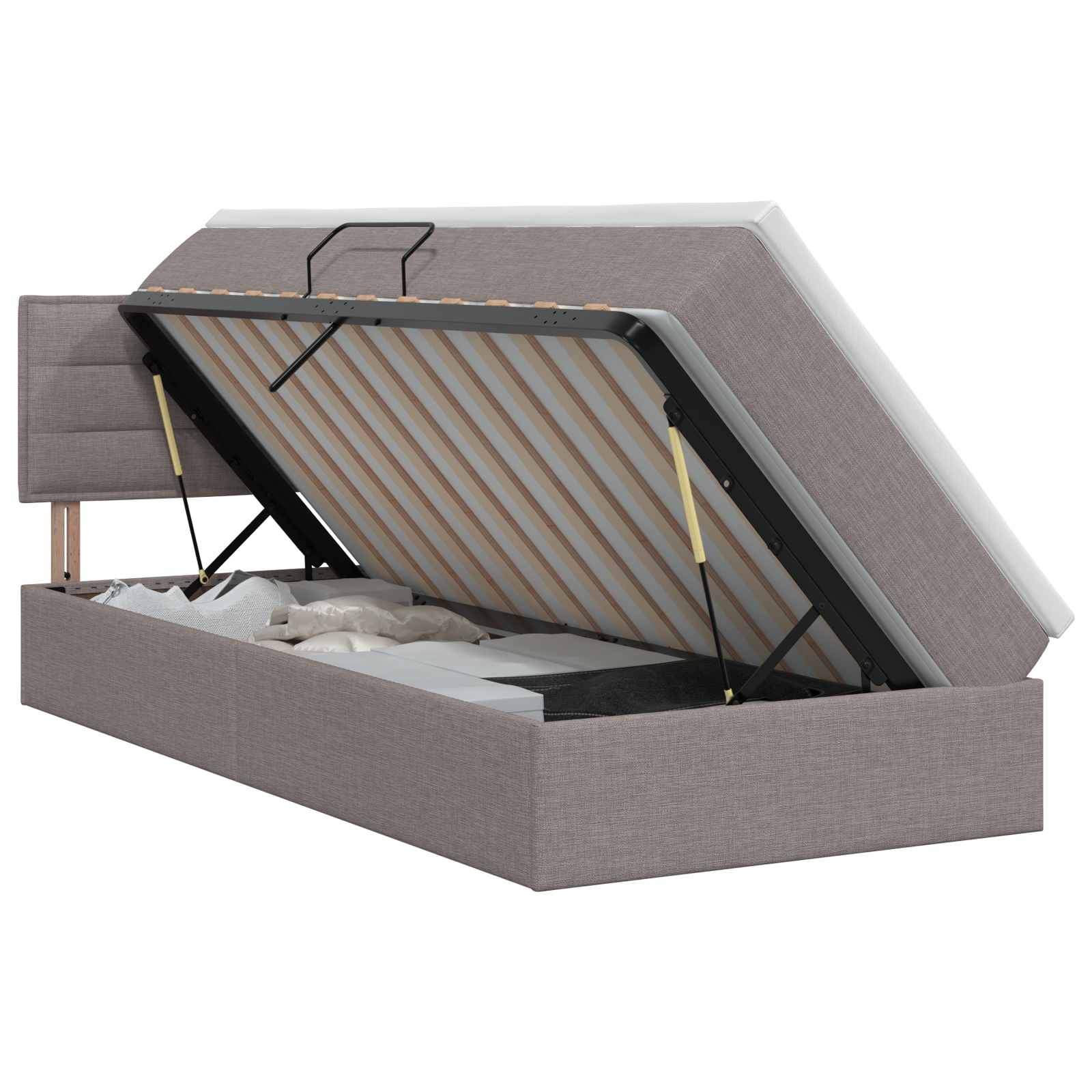 Opbergbed met matras met hoofdeinde Taupe 90 x 200 cm fluweel – afbeelding 1