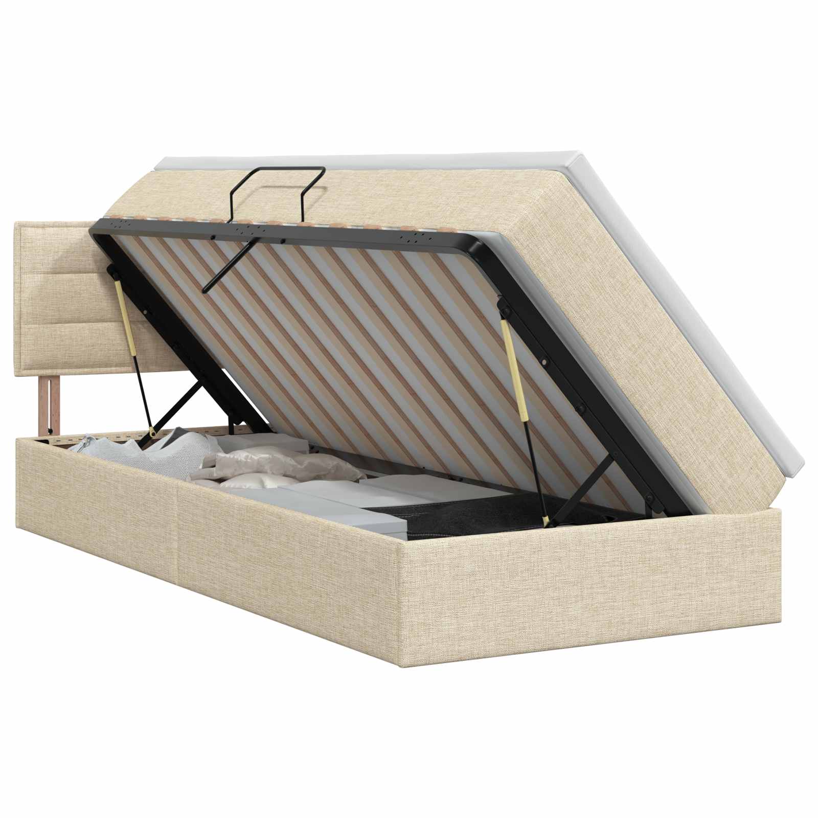 Opbergbed met matras Crèmekleurig 100 x 200 cm fluweel – afbeelding 1
