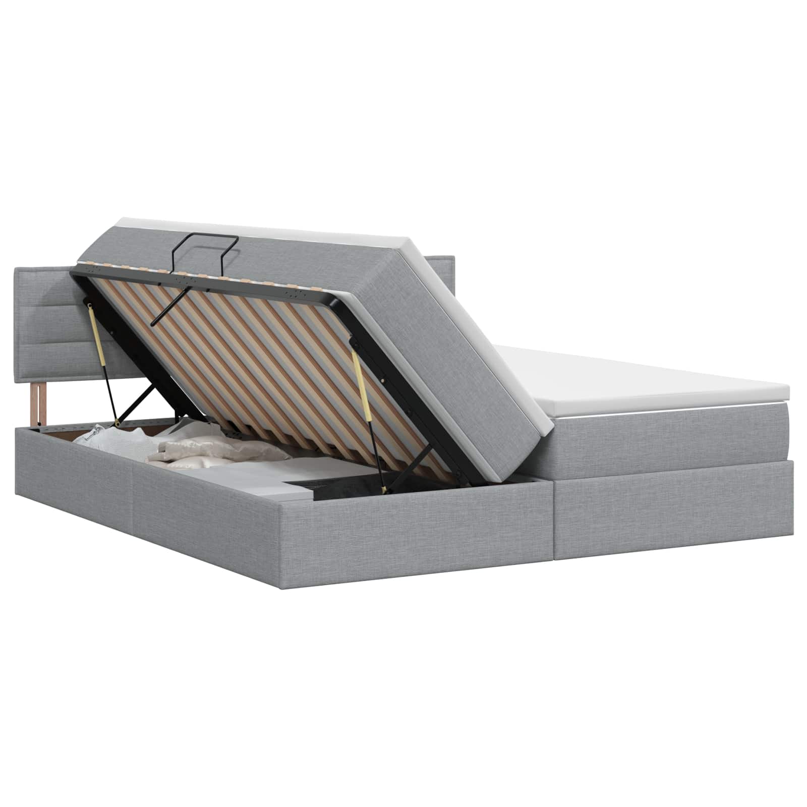 Opbergbed met matras Lichtgrijs 140 x 190 cm fluweel – afbeelding 1