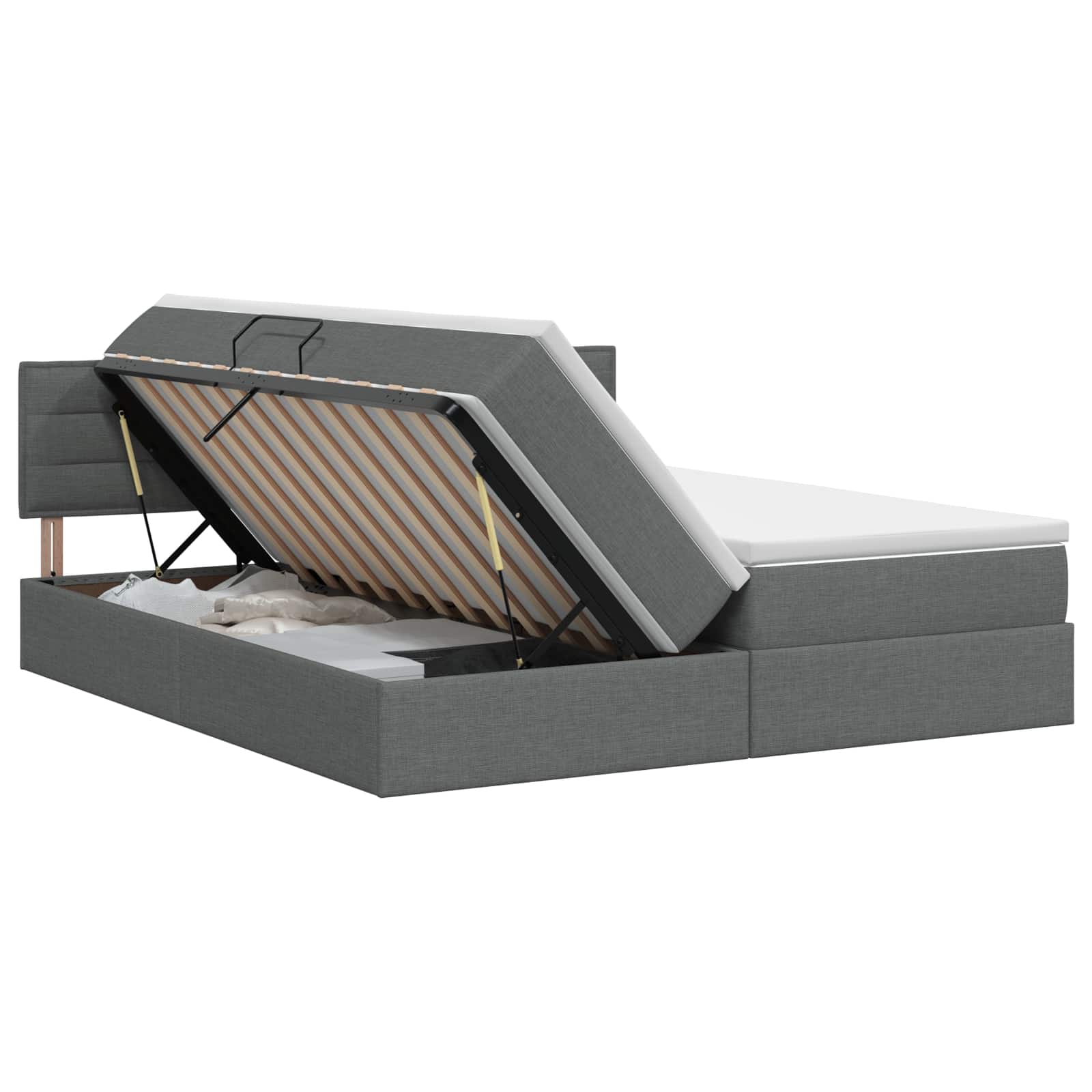 Opbergbed met matras Donkergrijs 140 x 200 cm fluweel – afbeelding 1
