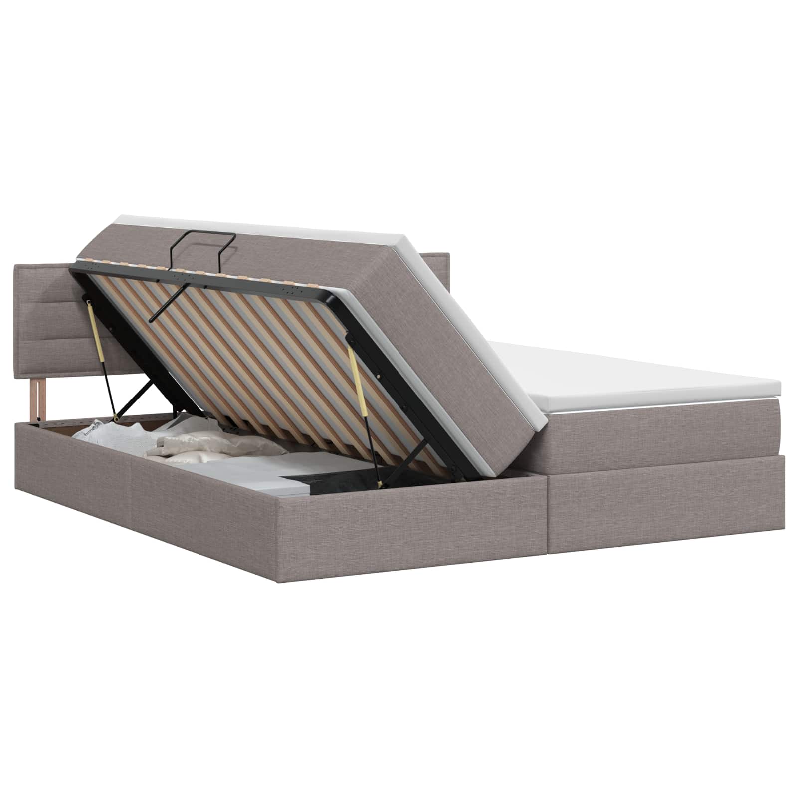 Opbergbed met matras met hoofdeinde Taupe 140 x 200 cm fluweel – afbeelding 1