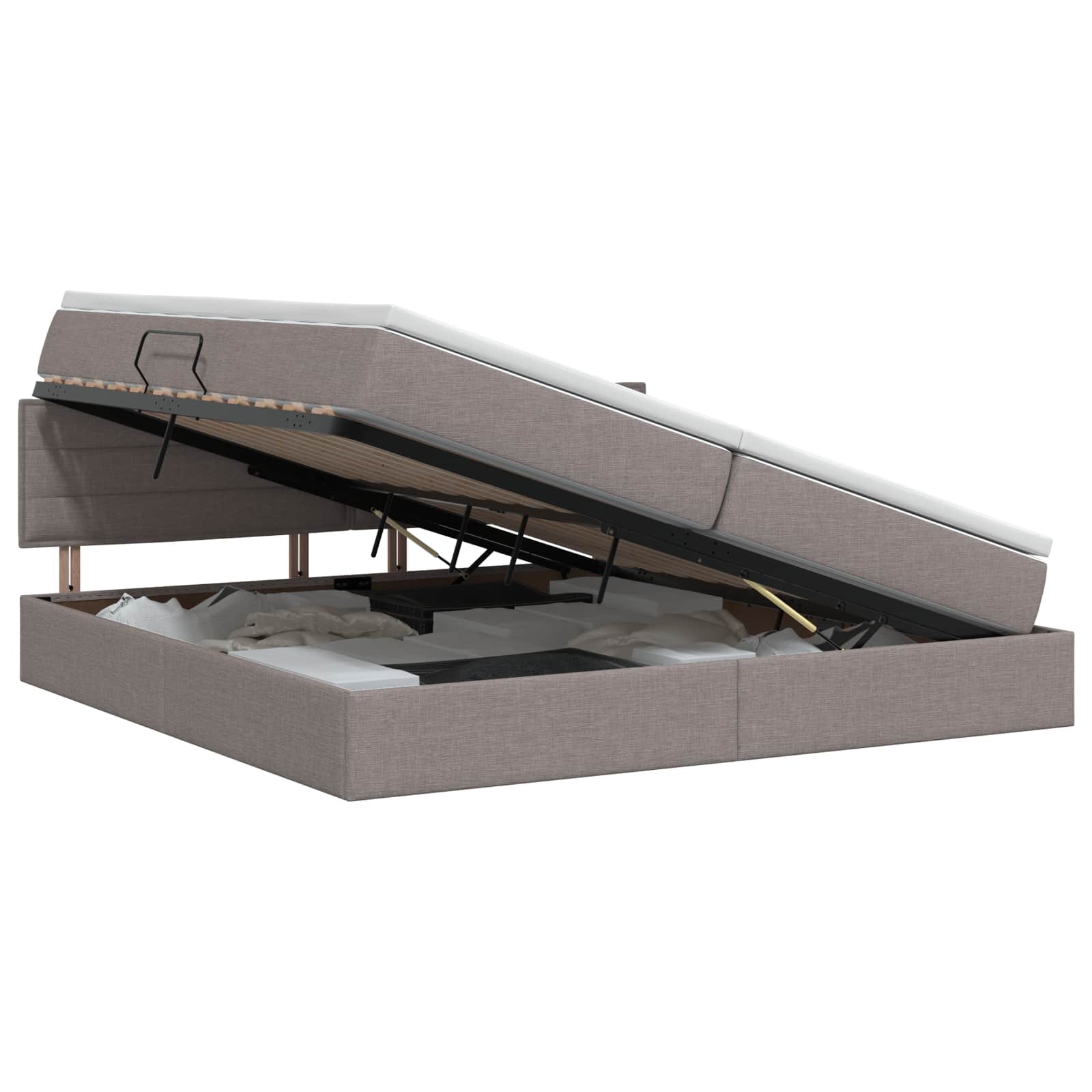 Opbergbed met matras met hoofdeinde Taupe 200 x 200 cm fluweel
