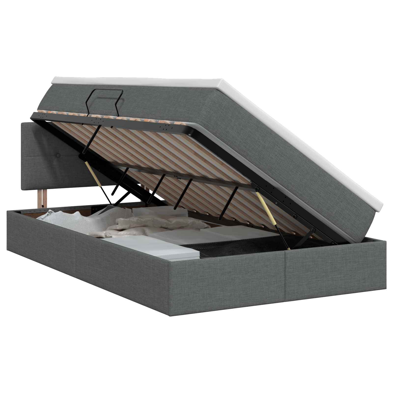 Opbergbed met matras Donkergrijs 120 x 190 cm fluweel