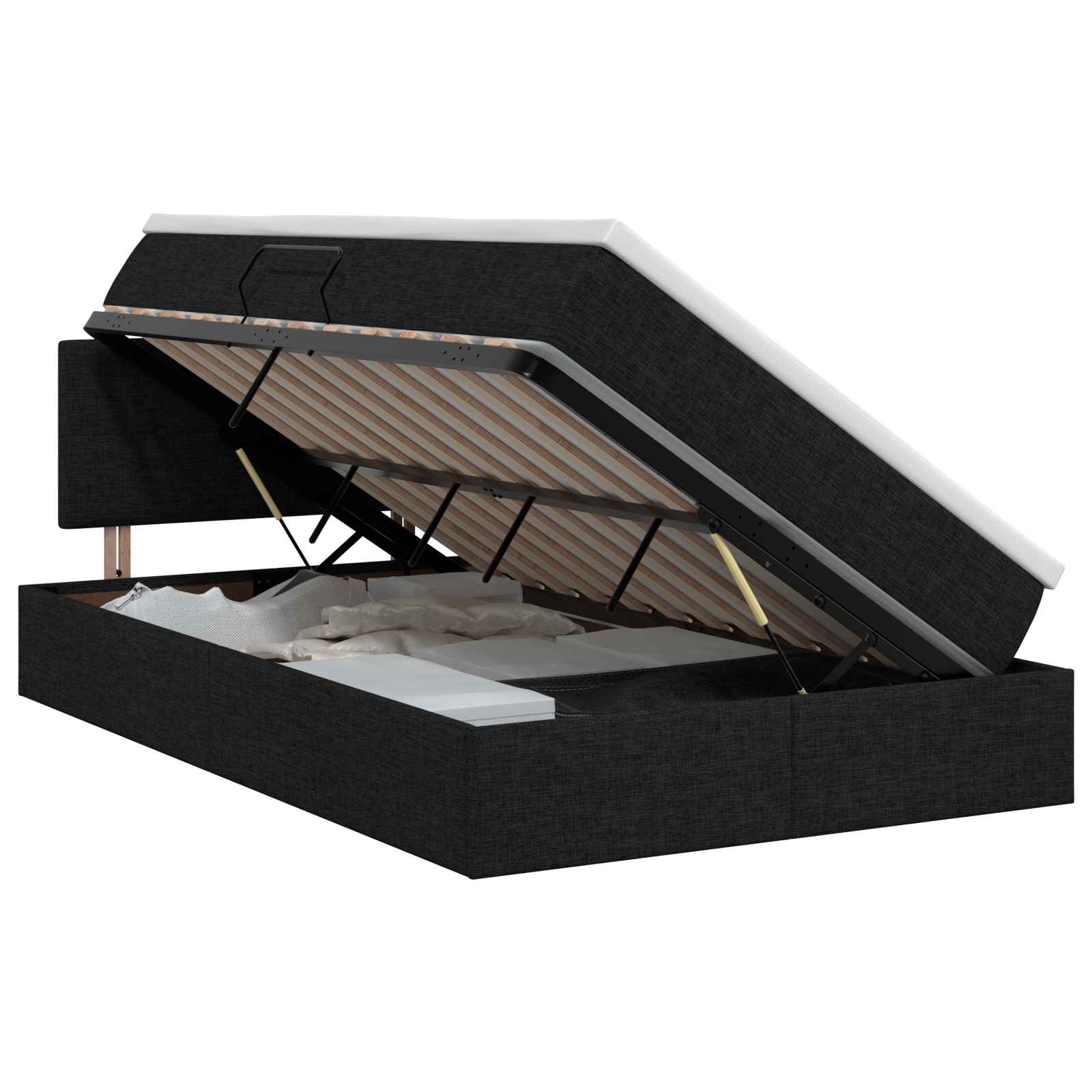 Opbergbed met matras met hoofdeinde Zwart 120 x 200 cm fluweel – afbeelding 1
