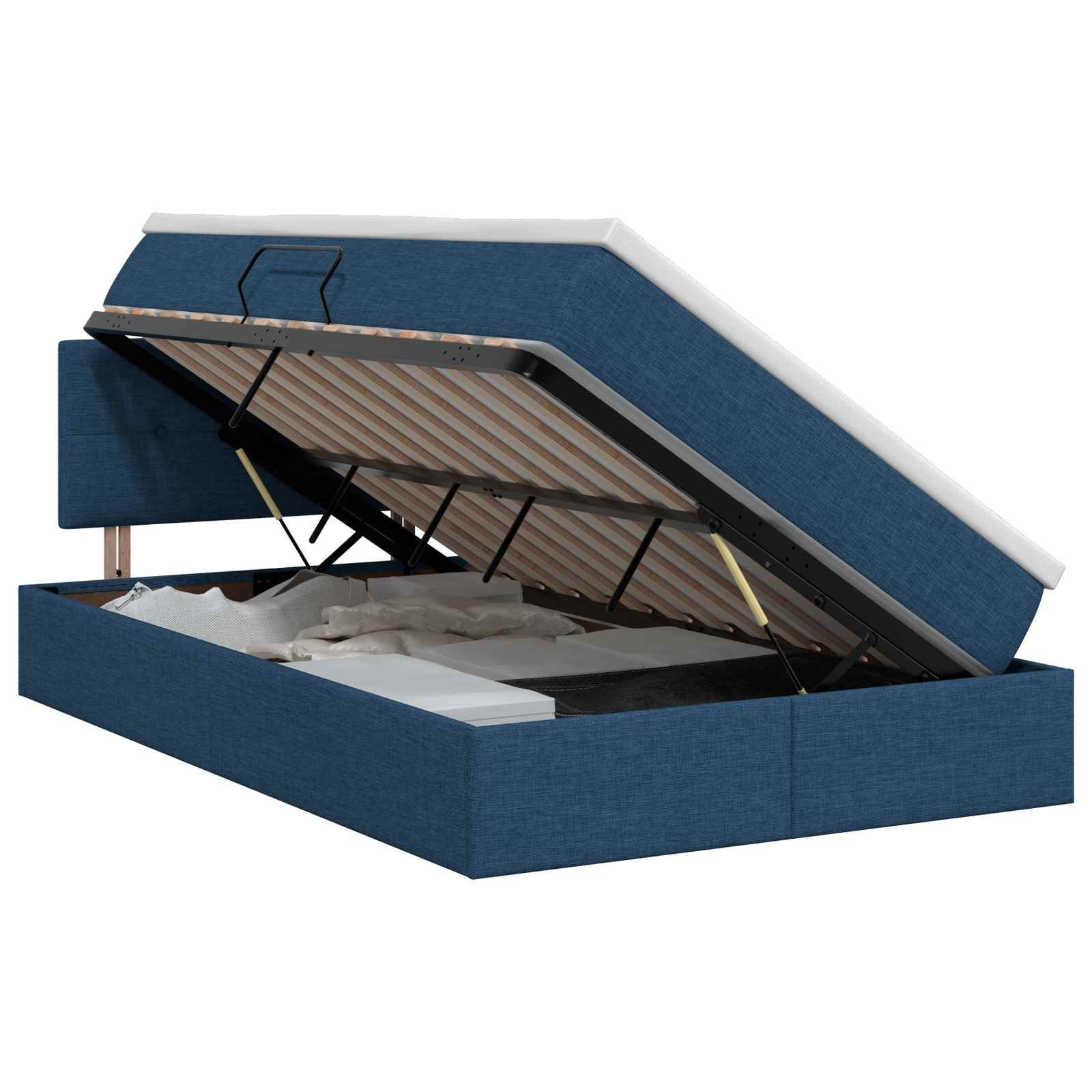 Opbergbed met matras met hoofdeinde Blauw 120 x 200 cm fluweel – afbeelding 1