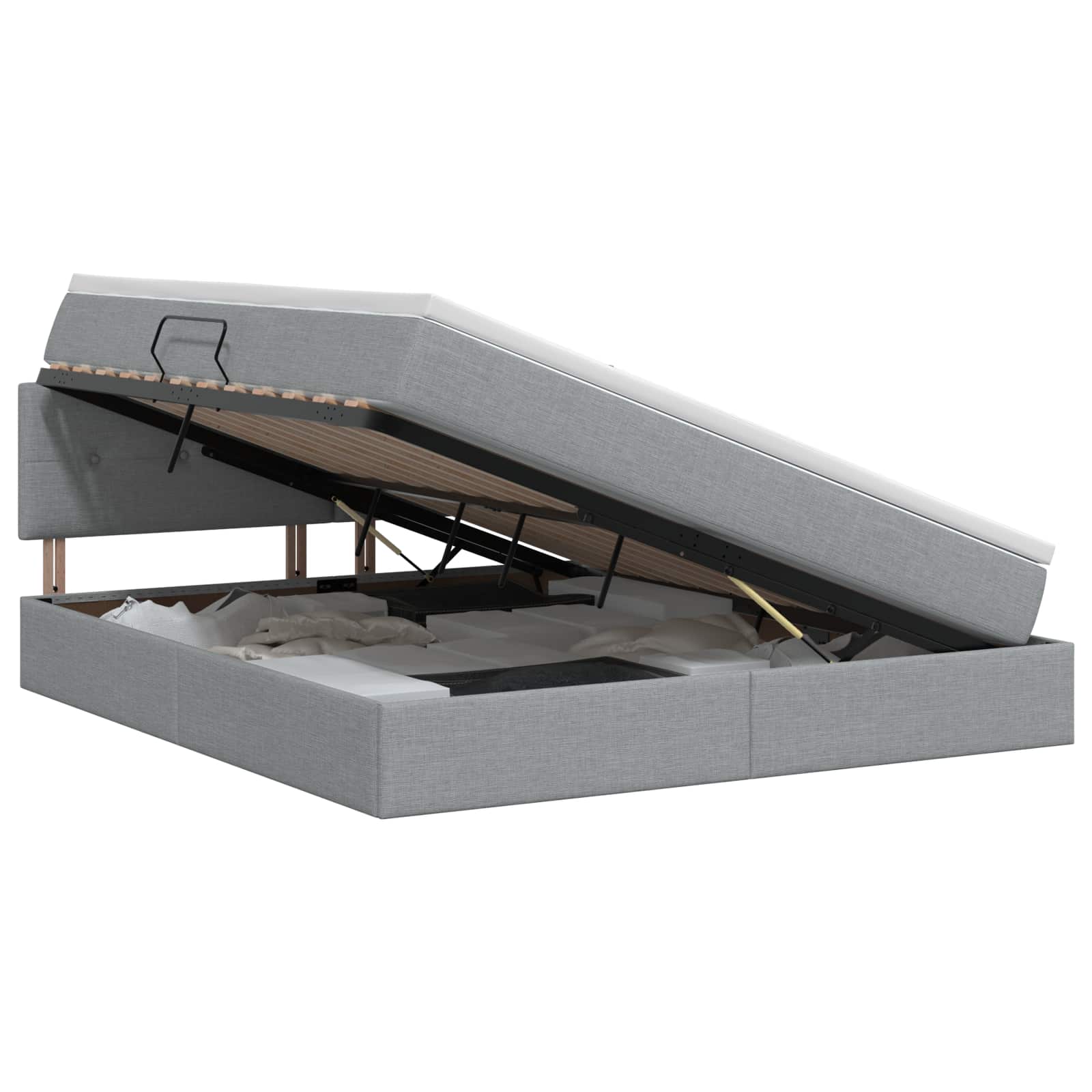Opbergbed met matras Lichtgrijs 140 x 190 cm fluweel – afbeelding 1