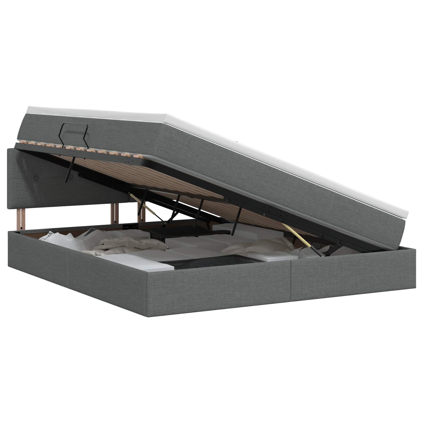 Opbergbed met matras Donkergrijs 140 x 190 cm fluweel – afbeelding 1