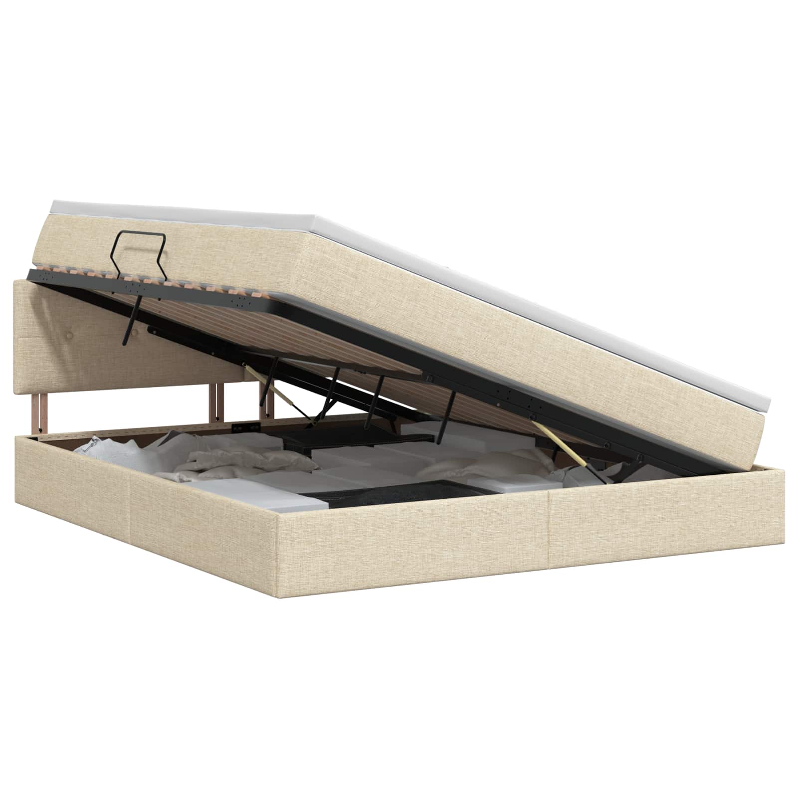 Opbergbed met matras Crèmekleurig 140 x 190 cm fluweel – afbeelding 1