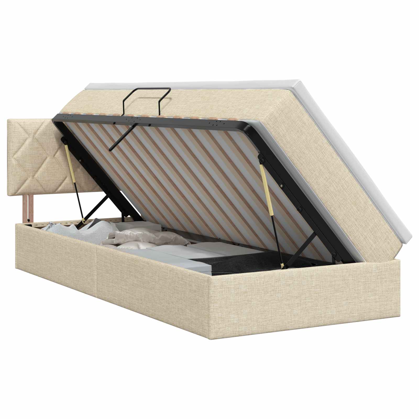 Opbergbed met matras Crèmekleurig 90 x 190 cm fluweel – afbeelding 1