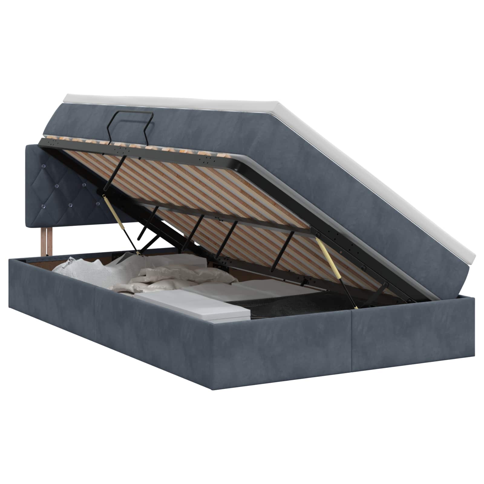 Opslag bed met hoofdeinde Donkergrijs 120 x 200 cm Fluweel – afbeelding 1