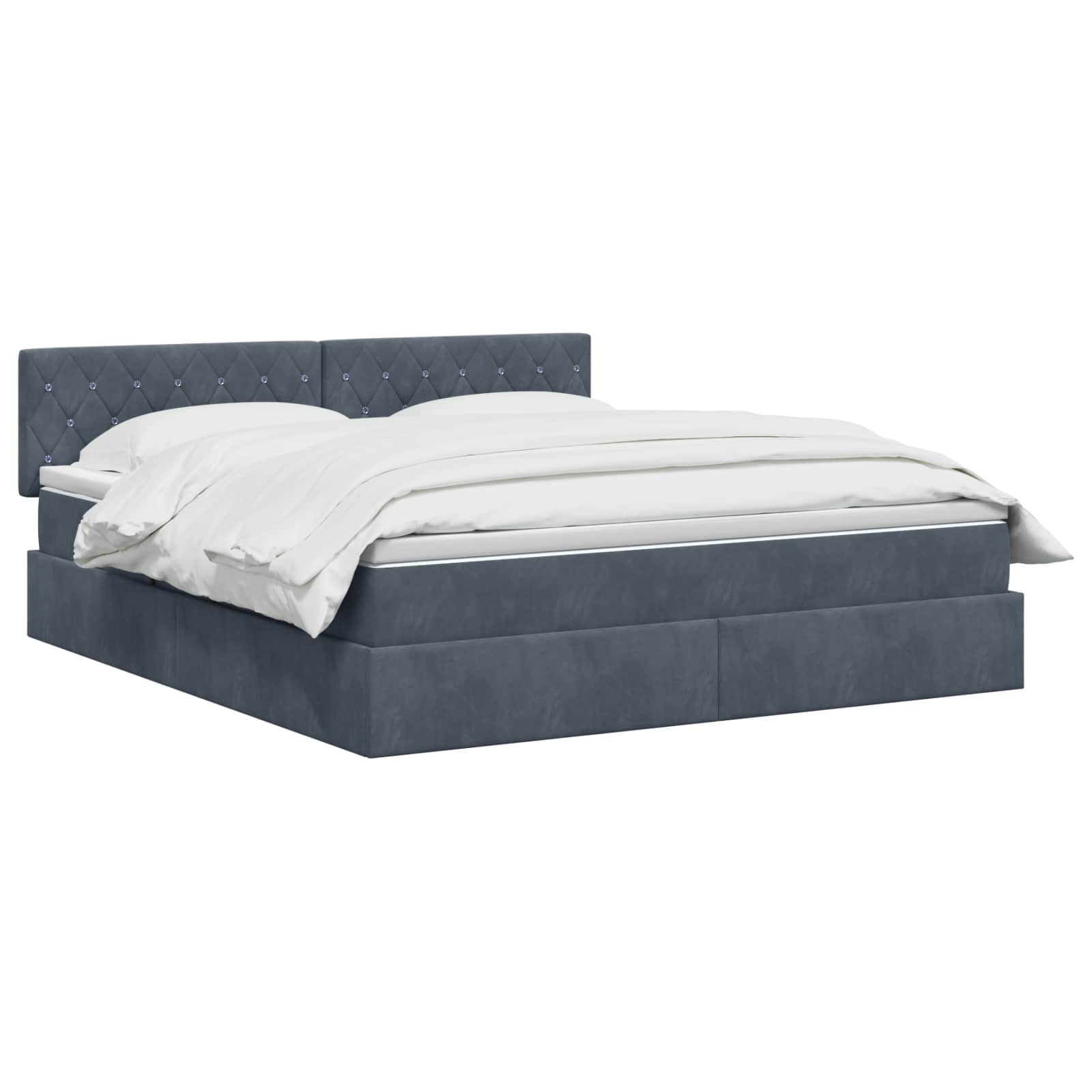 Opslag bed met hoofdeinde Donkergrijs 140 x 190 cm Fluweel – afbeelding 2