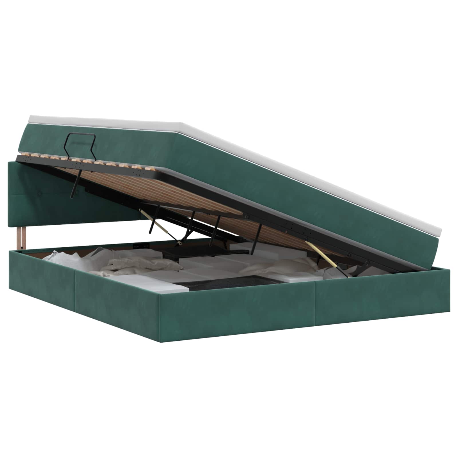 Opslag bed met hoofdeinde Donkergroen 180 x 200 cm Fluweel – afbeelding 1