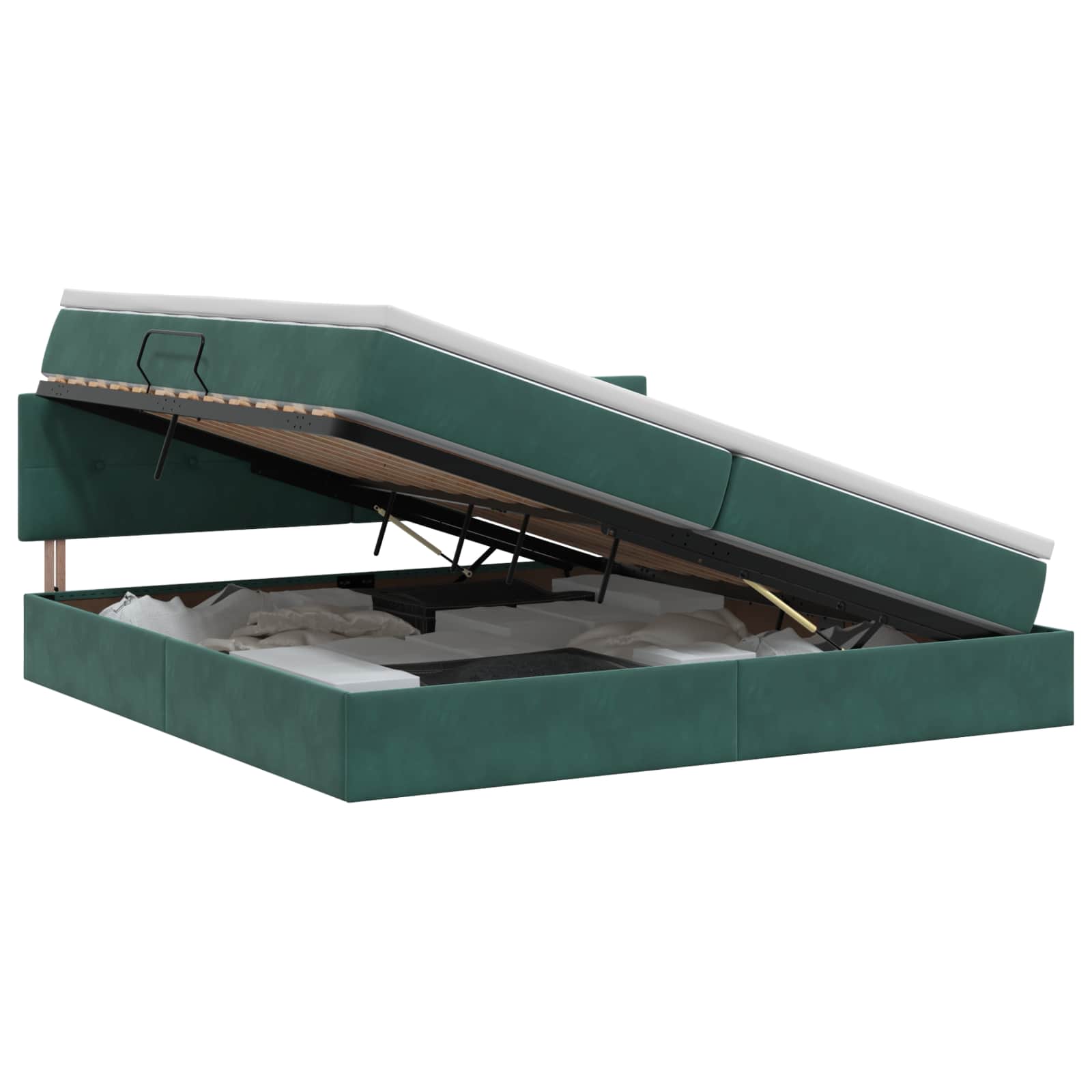 Opslag bed met hoofdeinde Donkergroen 200 x 200 cm Fluweel – afbeelding 1