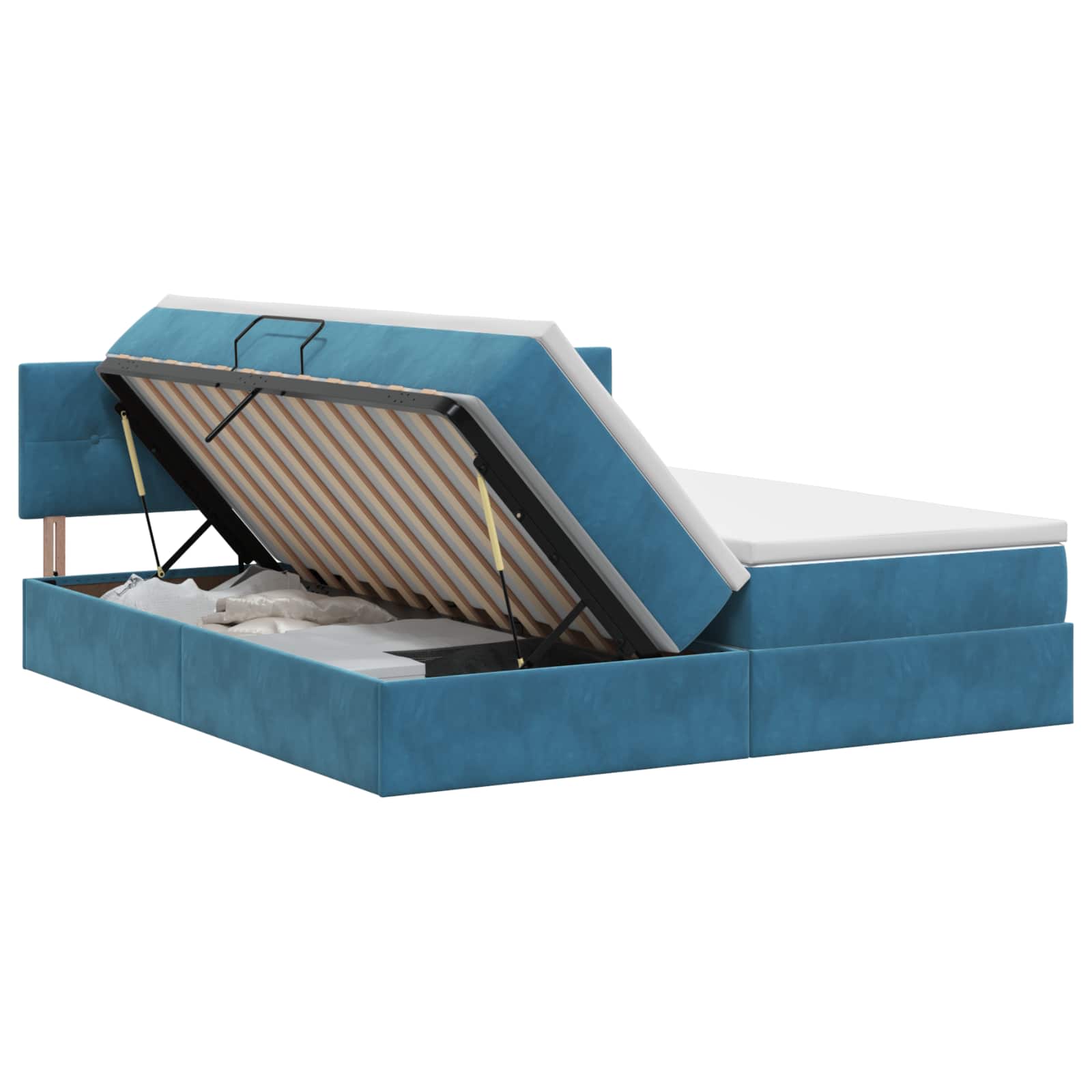 Opslag bed met hoofdeinde 2 st Donkerblauw – afbeelding 1