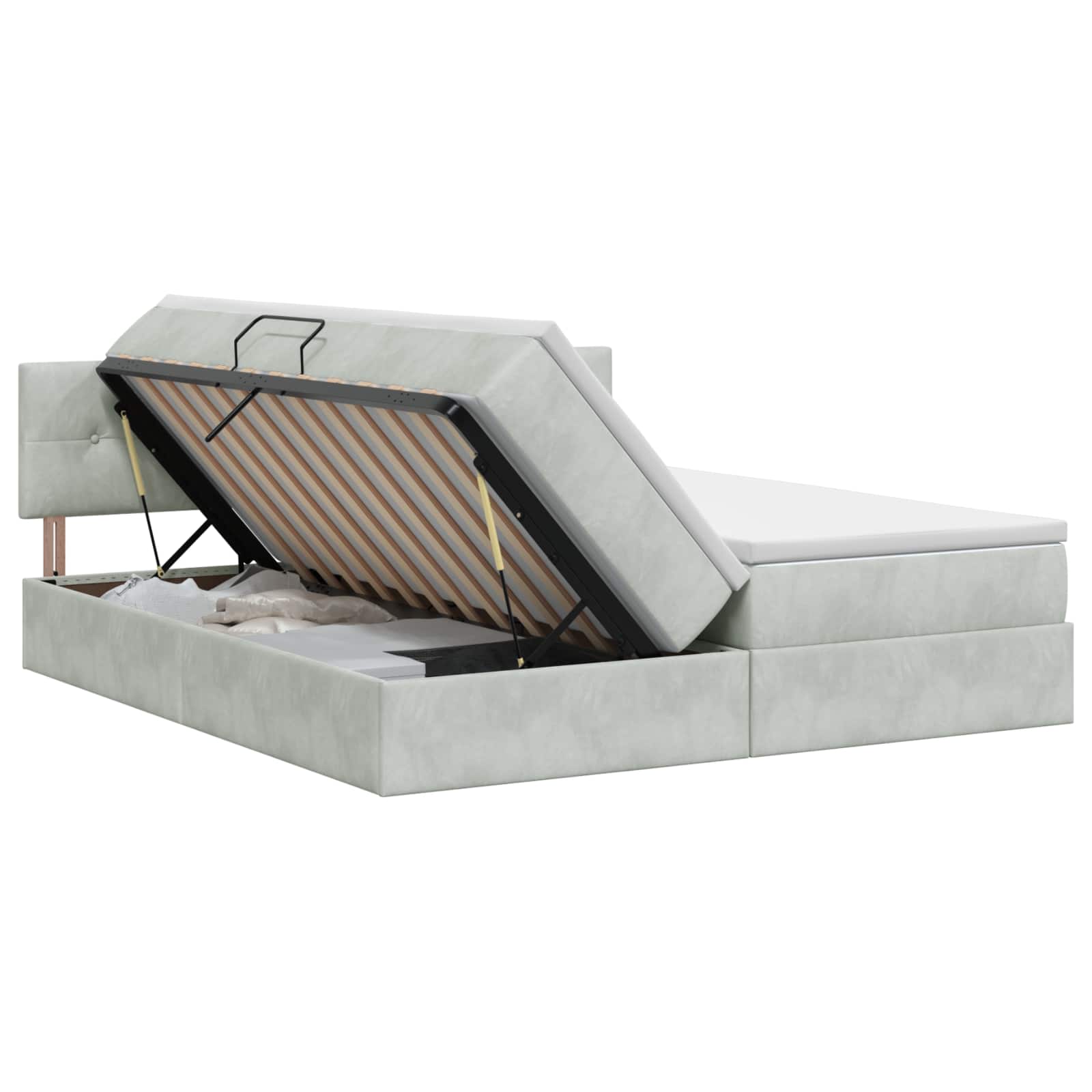 Opslag bed met hoofdeinde 2 st Lichtgrijs – afbeelding 1