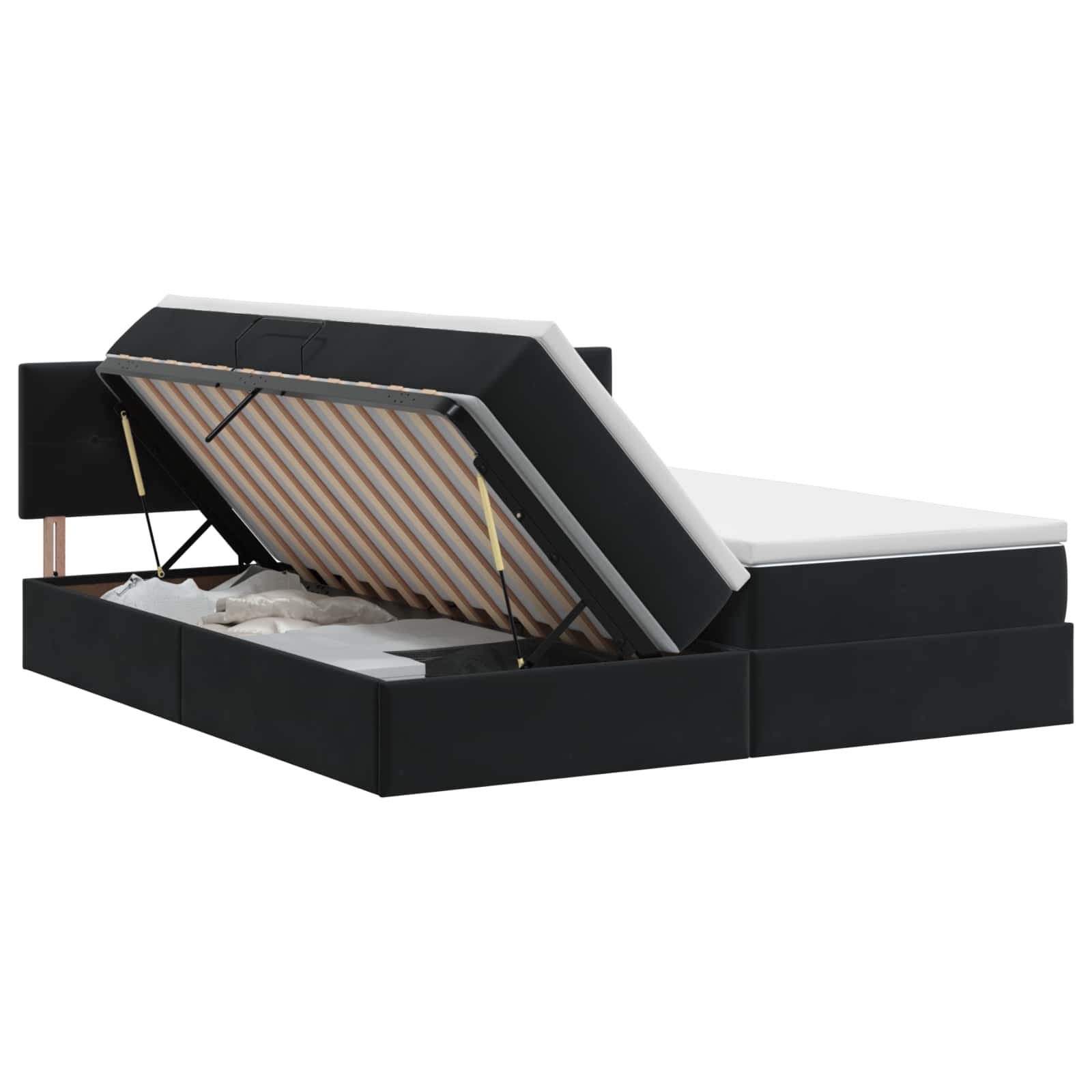 Opslag bed met hoofdeinde 2 st Zwart – afbeelding 1