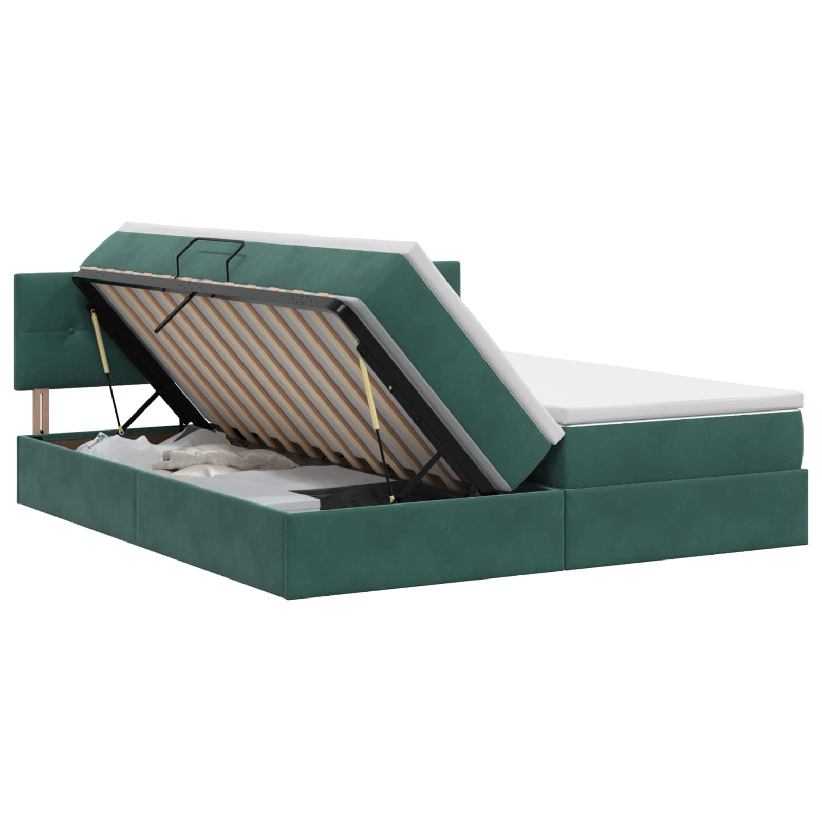 Opslag bed met hoofdeinde 2 st Donkergroen – afbeelding 1