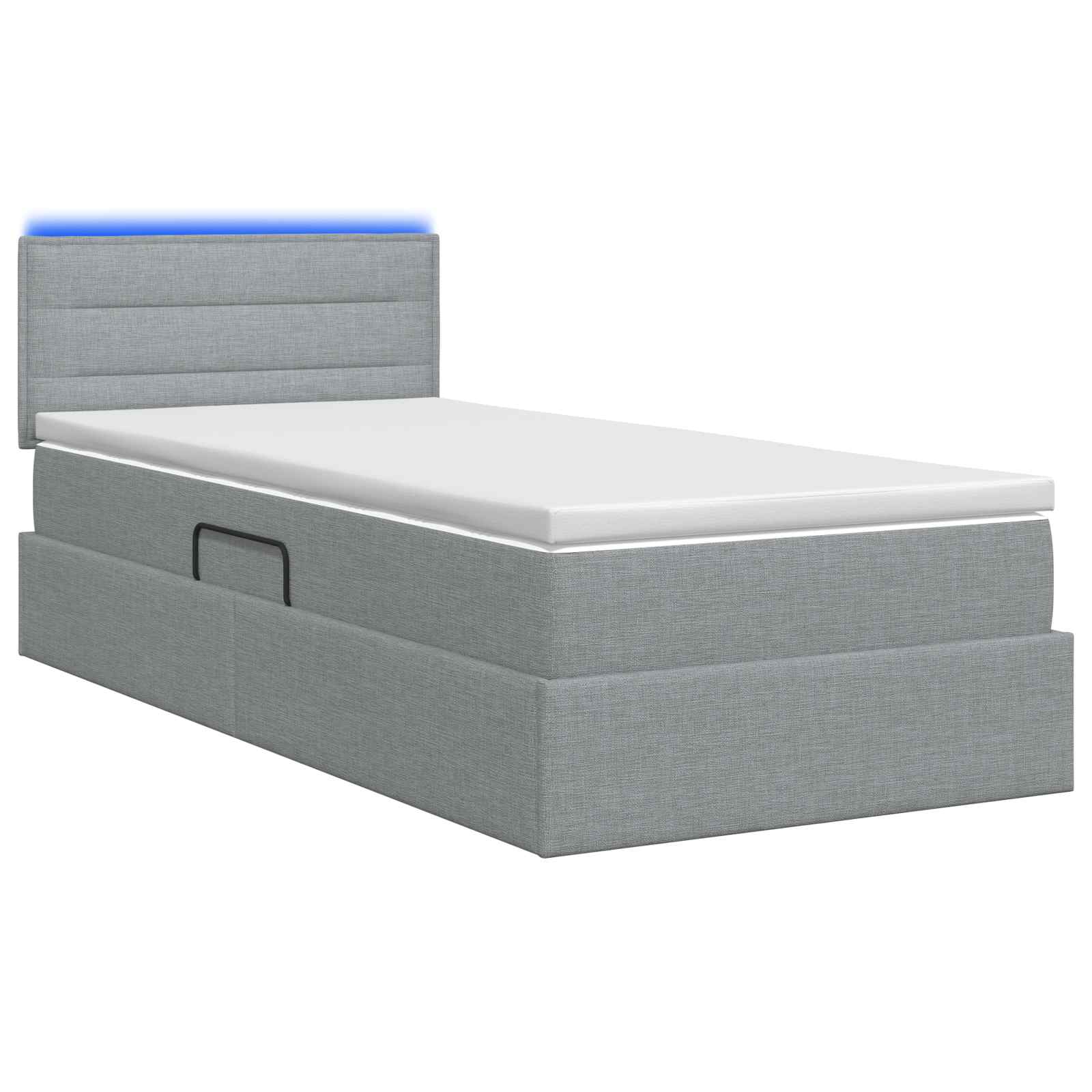LED Opslagbed met Matras Lichtgrijs 90 x 200 cm Stof – afbeelding 7