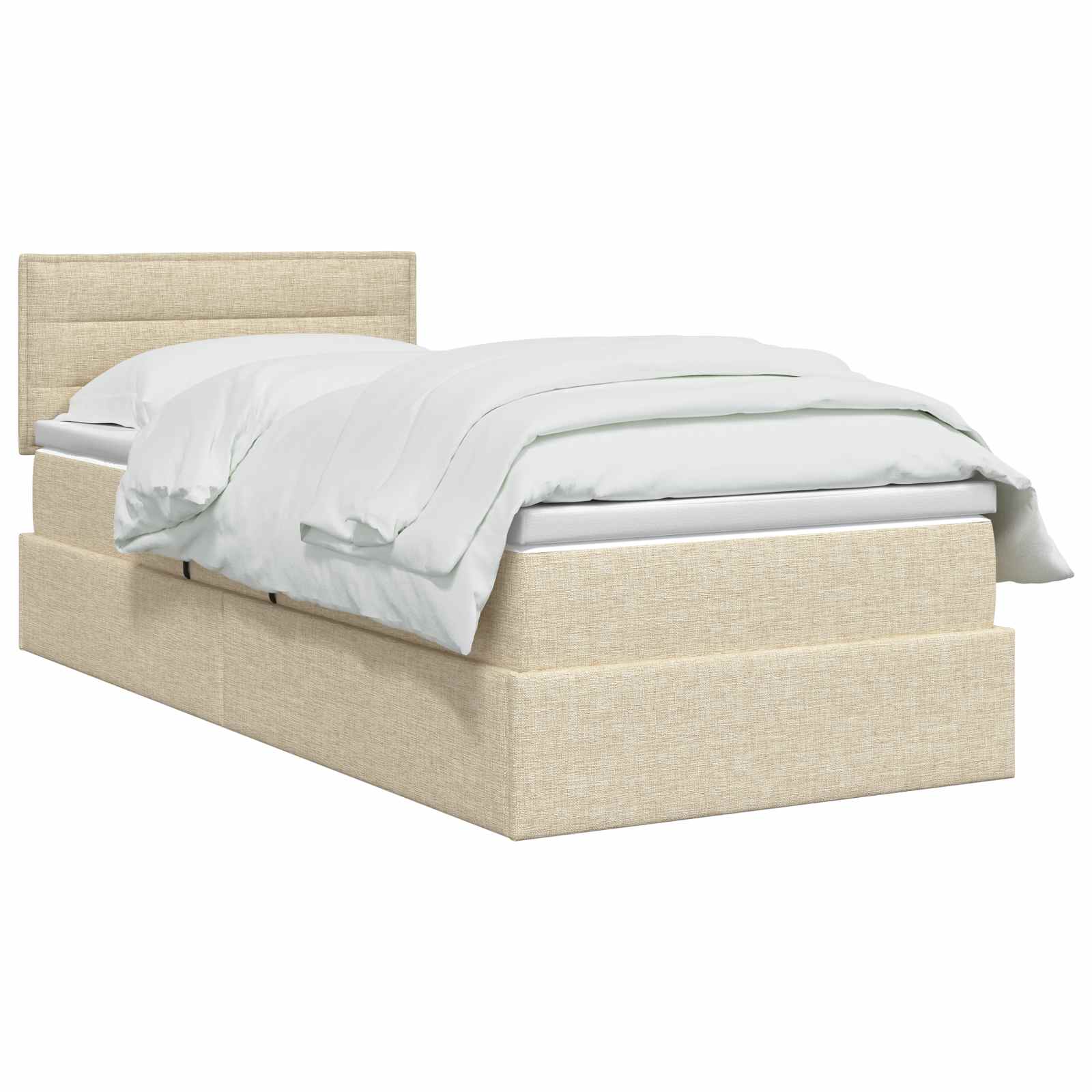 LED Opslagbed met Matras Crèmekleurig 90 x 200 cm Stof – afbeelding 2