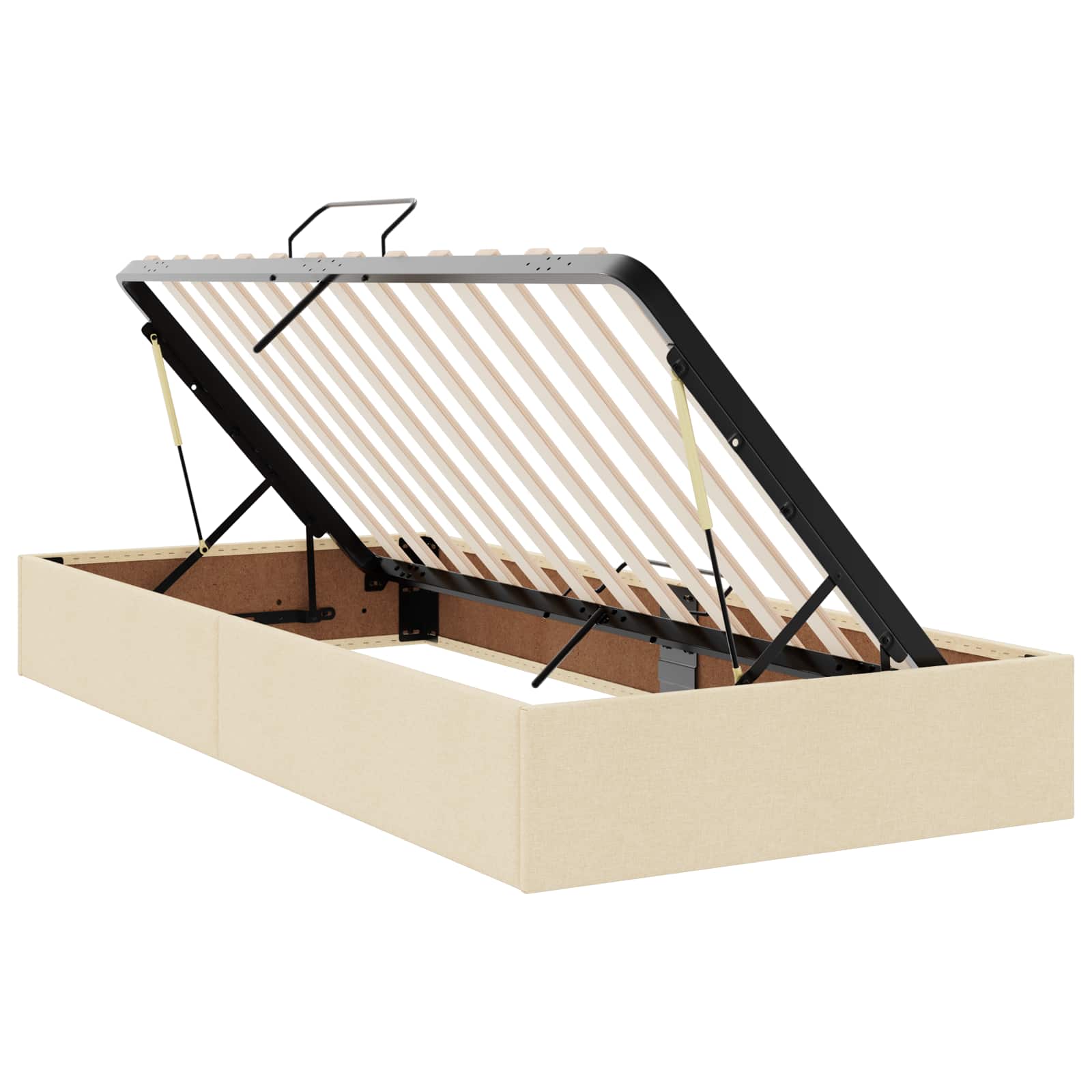 LED Opslagbed met Matras Crèmekleurig 90 x 200 cm Stof – afbeelding 4