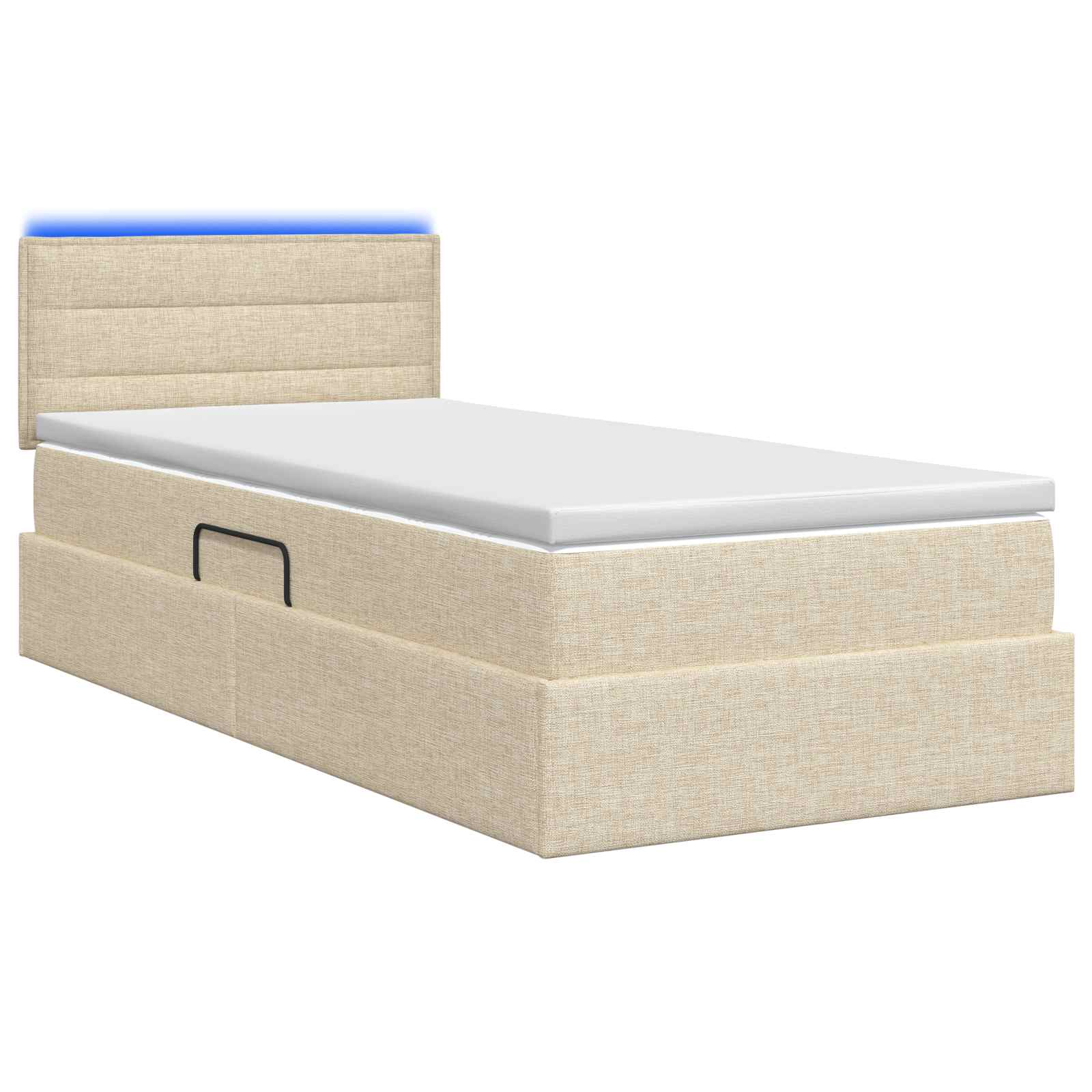 LED Opslagbed met Matras Crèmekleurig 90 x 200 cm Stof – afbeelding 7