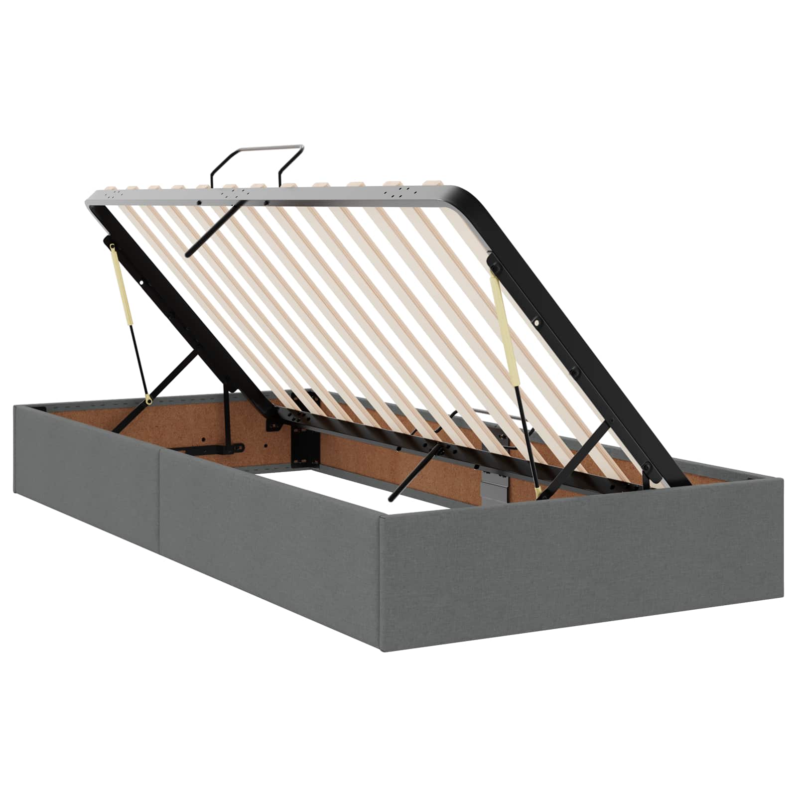 LED Opslagbed met Matras Donkergrijs 100 x 200 cm Stof – afbeelding 4