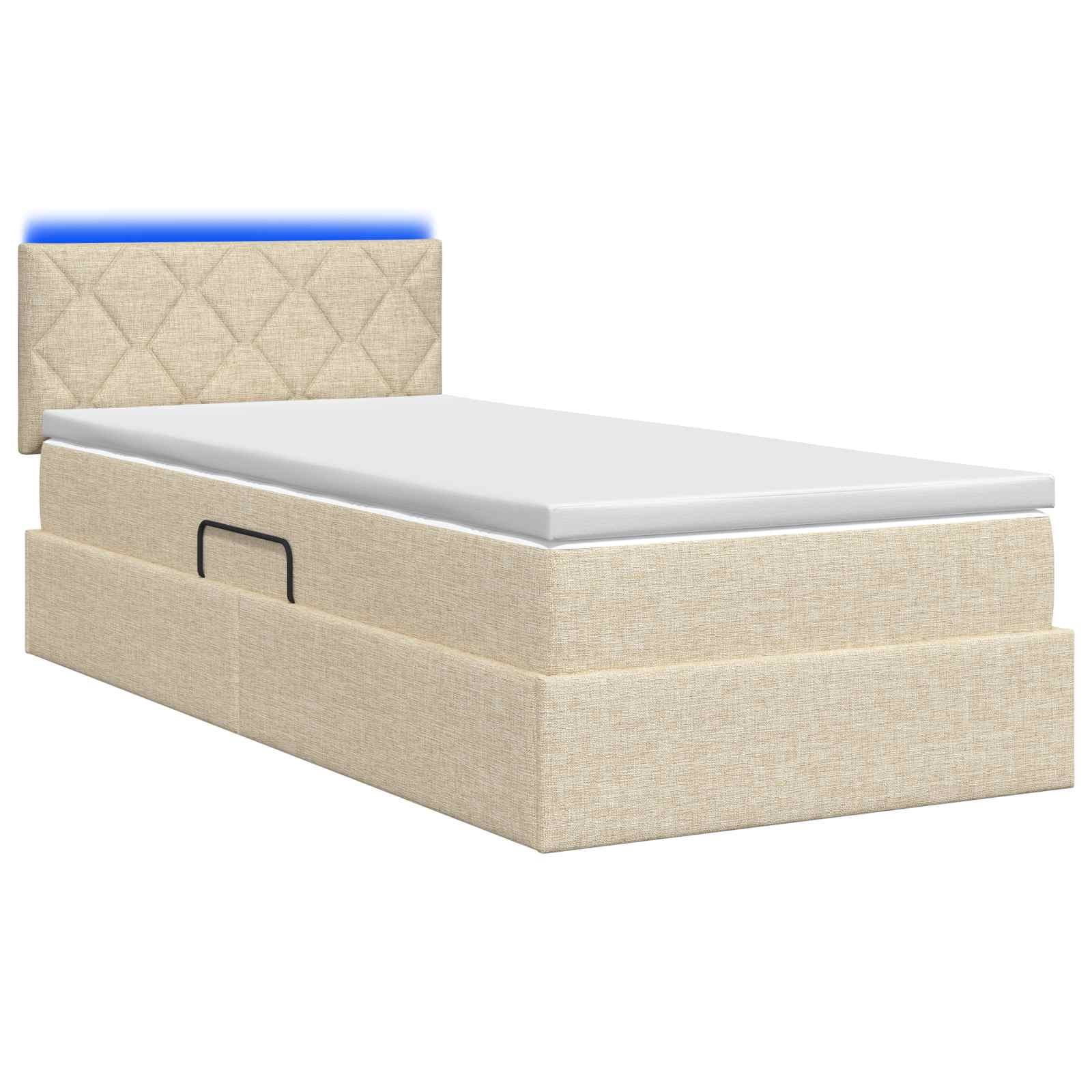 LED Opslagbed met Matras Crèmekleurig 90 x 190 cm Stof – afbeelding 7