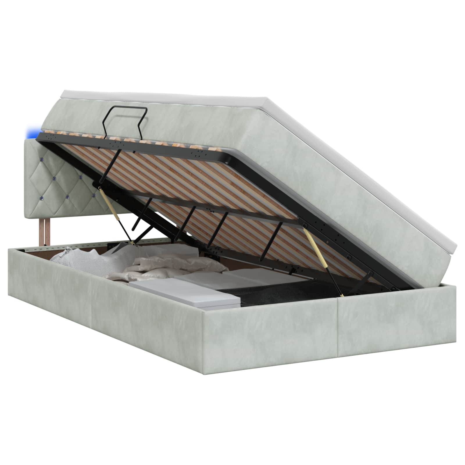 LED Opslagbed met Matras Lichtgrijs 120 x 190 cm Fluweel