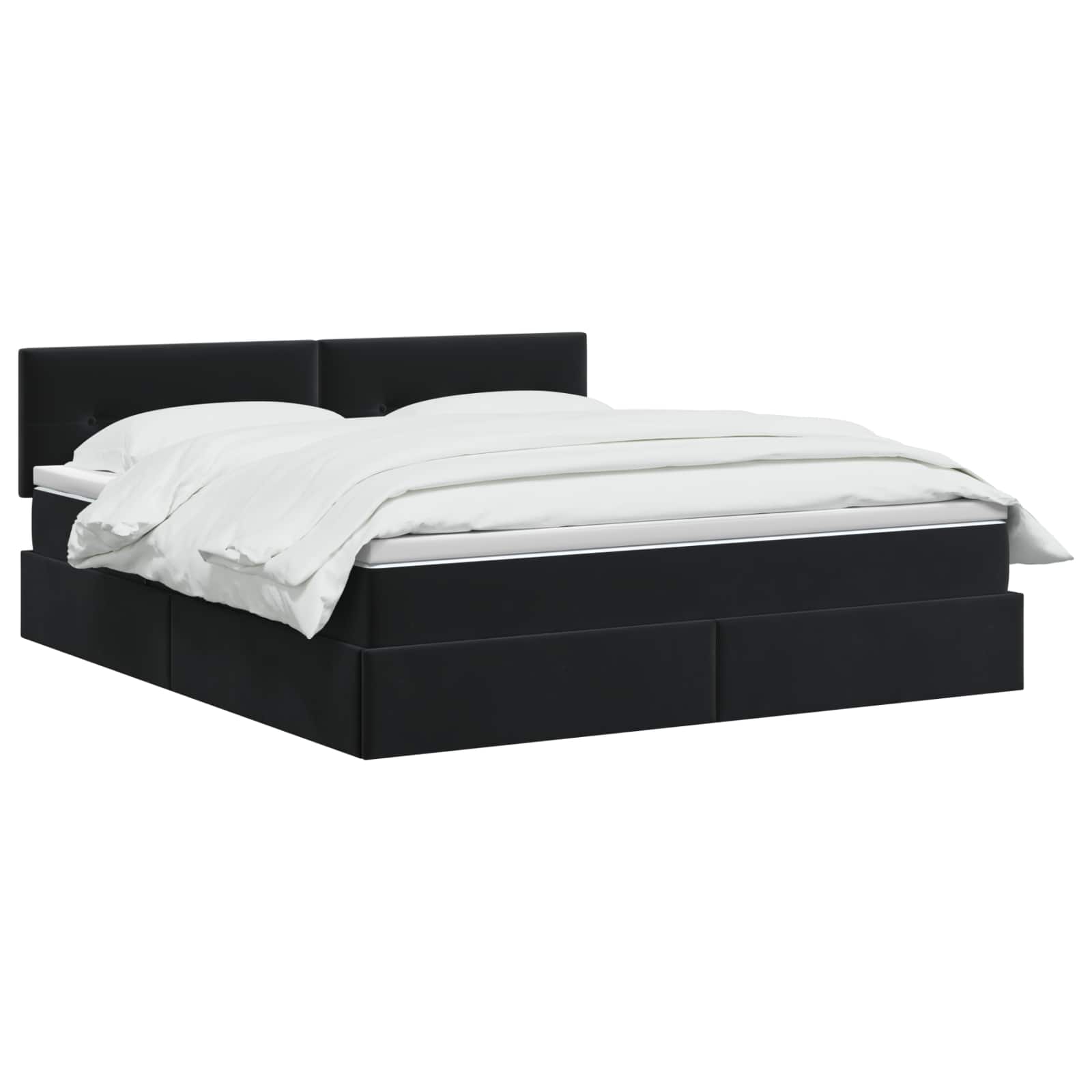 LED Opslagbed met Matras Zwart 160 x 200 cm Fluweel – afbeelding 2