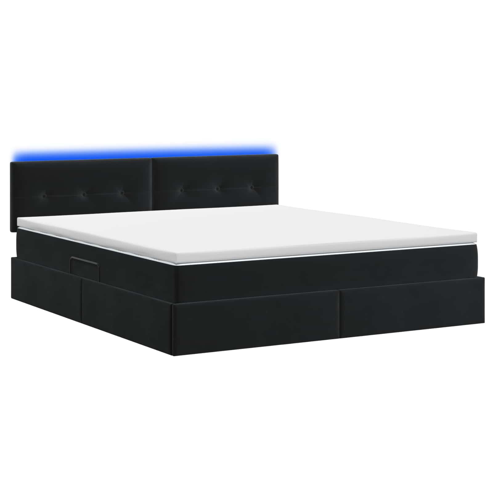LED Opslagbed met Matras Zwart 160 x 200 cm Fluweel – afbeelding 7