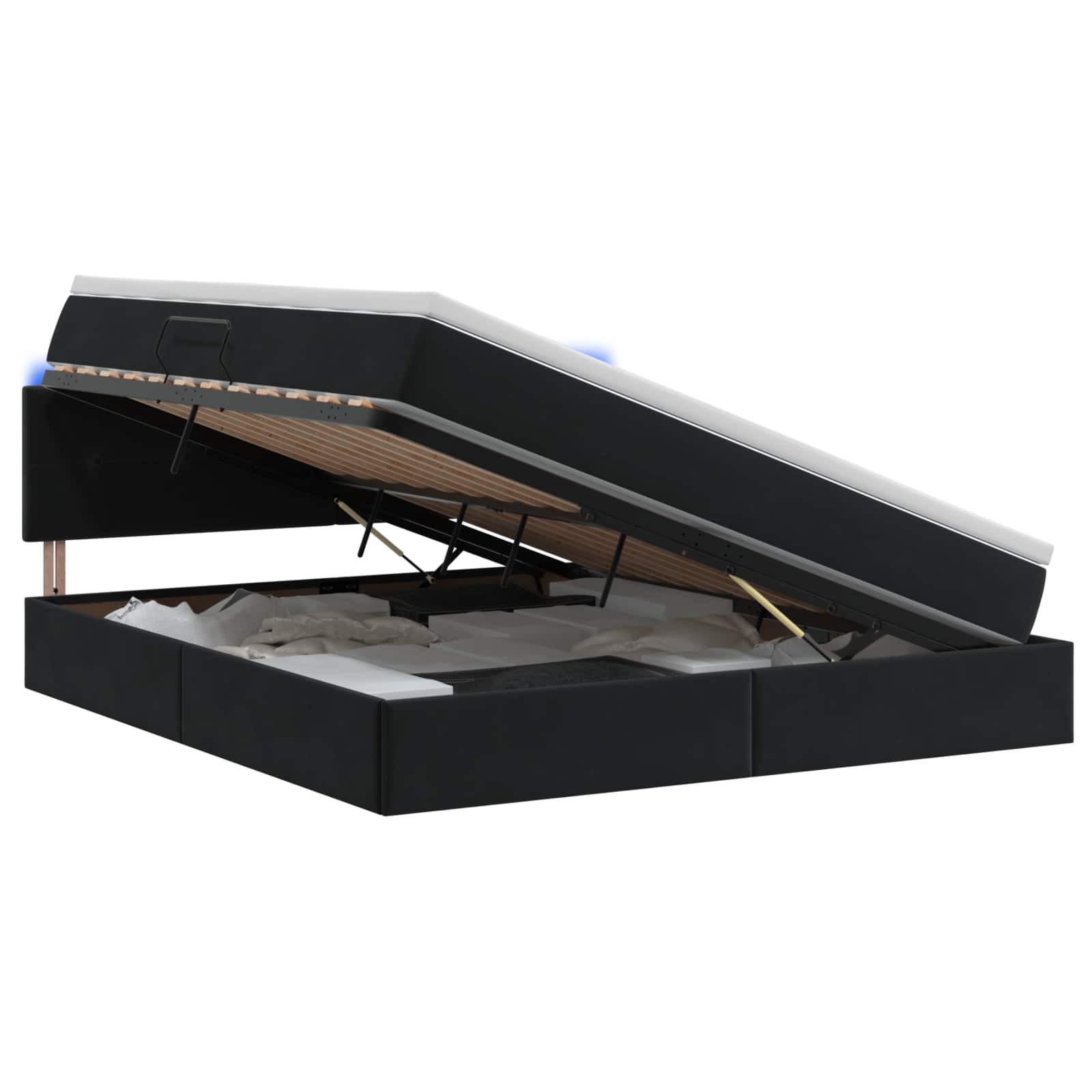 LED Opslagbed met Matras Zwart 180 x 200 cm Fluweel – afbeelding 1