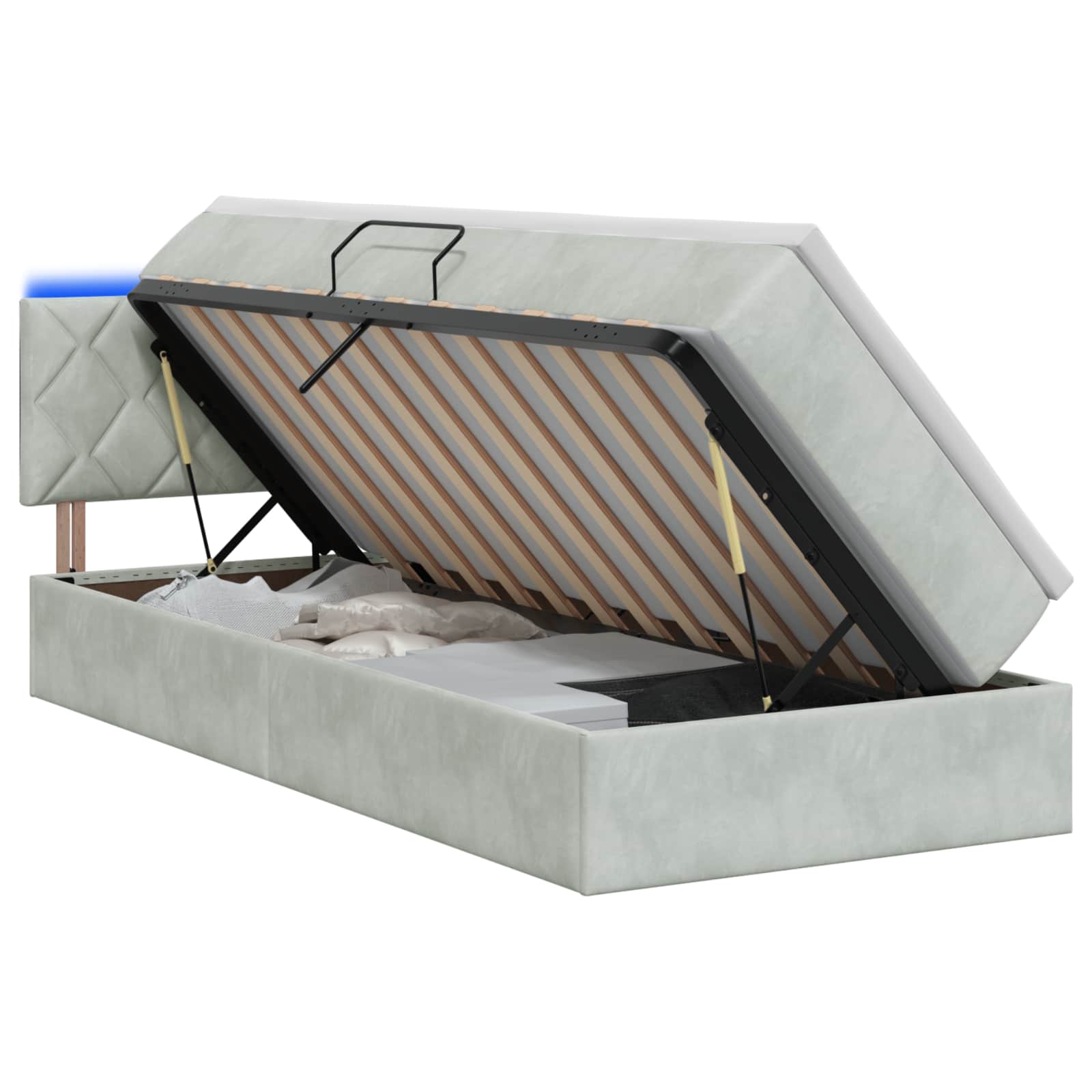 LED Opslagbed met Matras Lichtgrijs 90 x 190 cm Fluweel