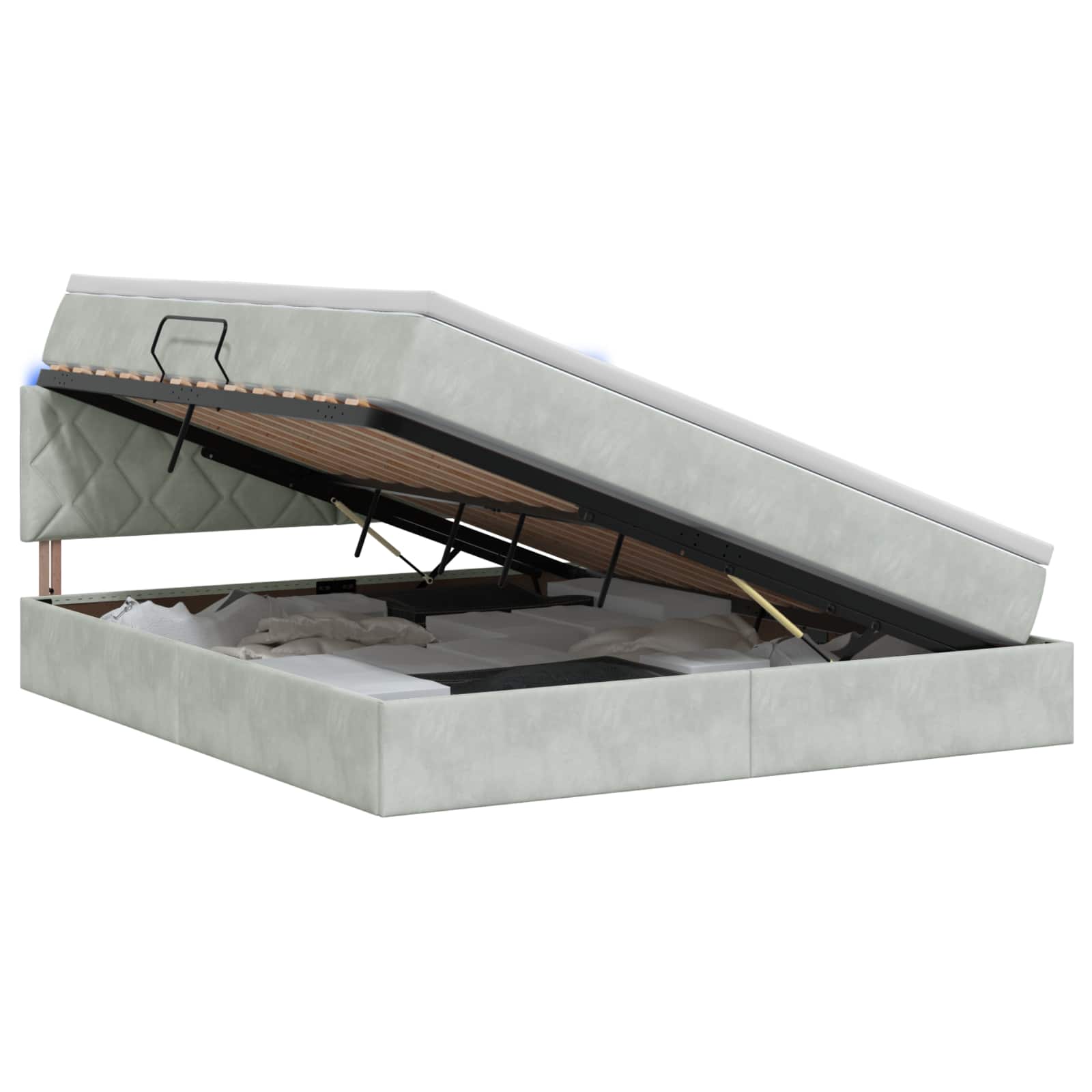 LED Opslagbed met Matras Lichtgrijs 140 x 190 cm Fluweel