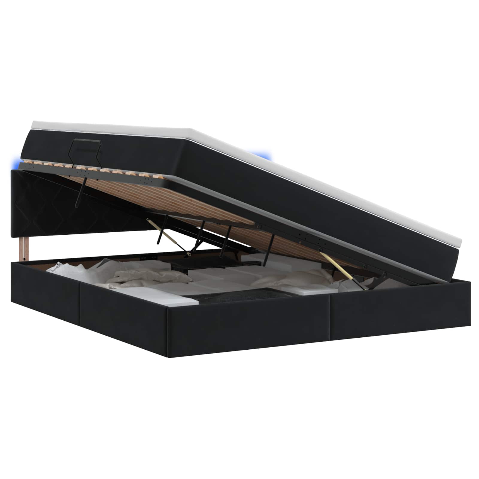 LED Opslagbed met Matras Zwart 140 x 190 cm Fluweel