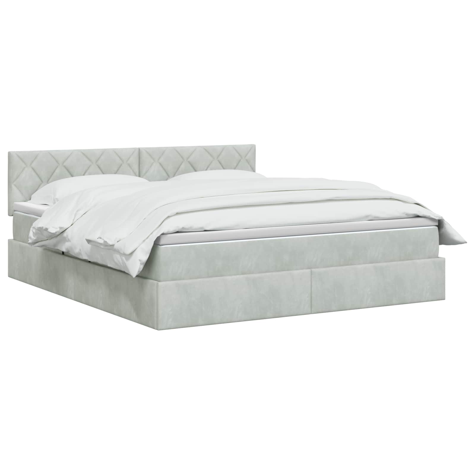 LED Opslagbed met Matras Lichtgrijs 140 x 200 cm Fluweel – afbeelding 2