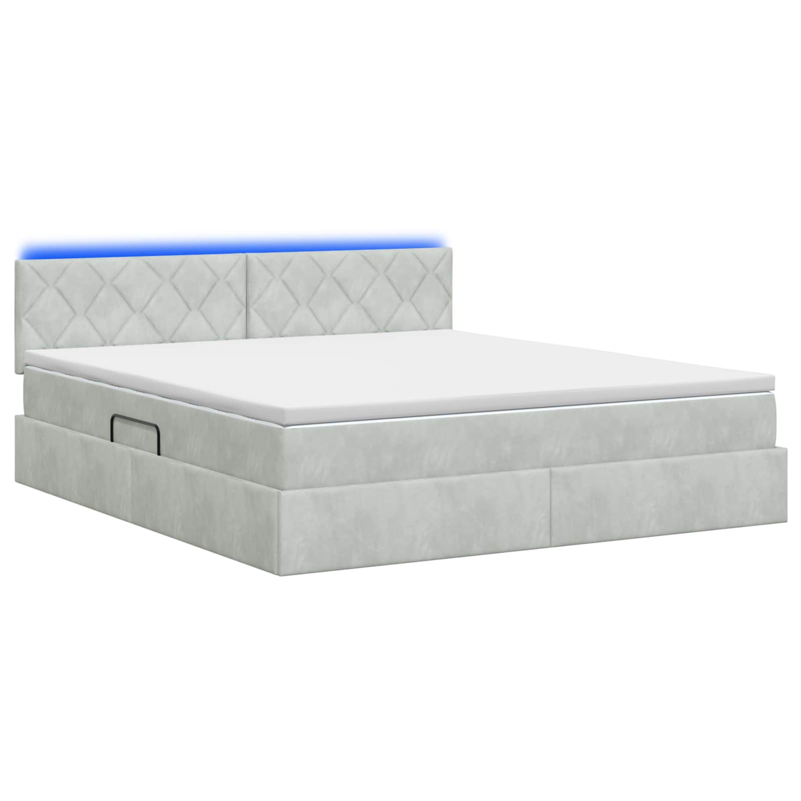 LED Opslagbed met Matras Lichtgrijs 140 x 200 cm Fluweel – afbeelding 7