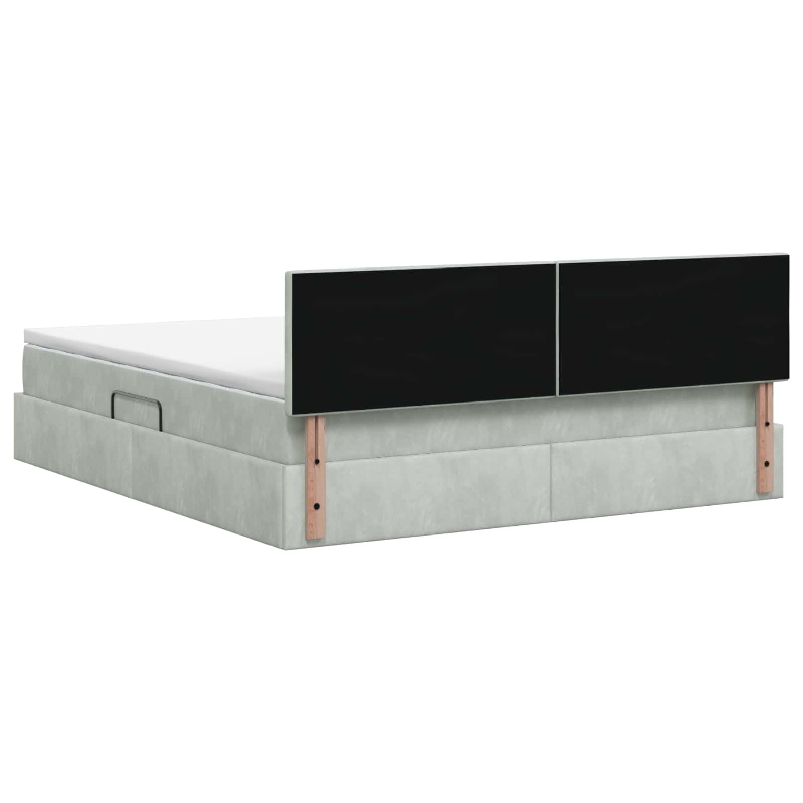 LED Opslagbed met Matras Lichtgrijs 140 x 200 cm Fluweel – afbeelding 8