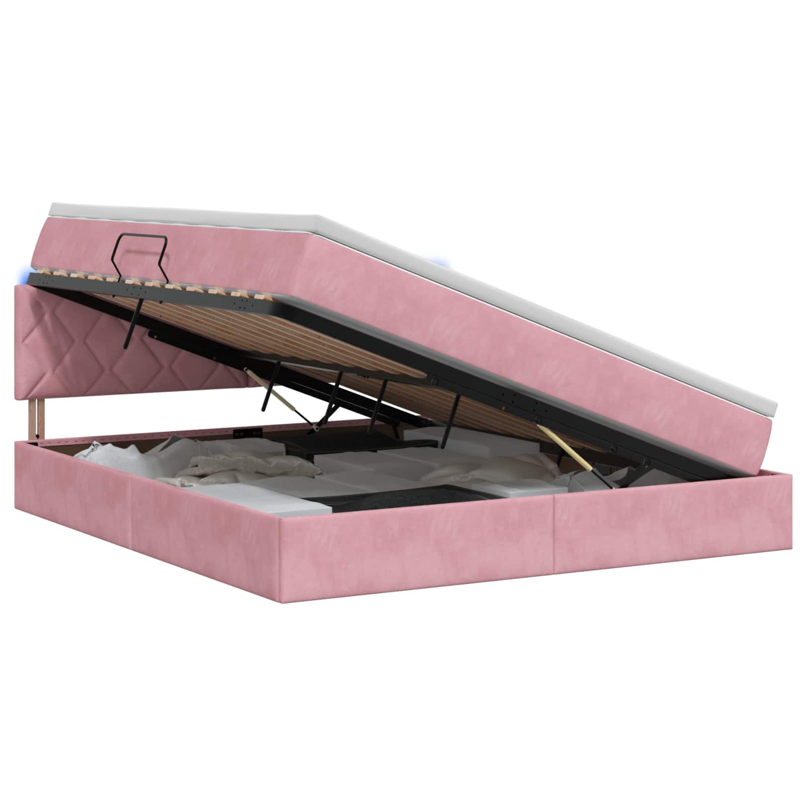 LED Opslagbed met Matras Roze 180 x 200 cm Fluweel – afbeelding 1