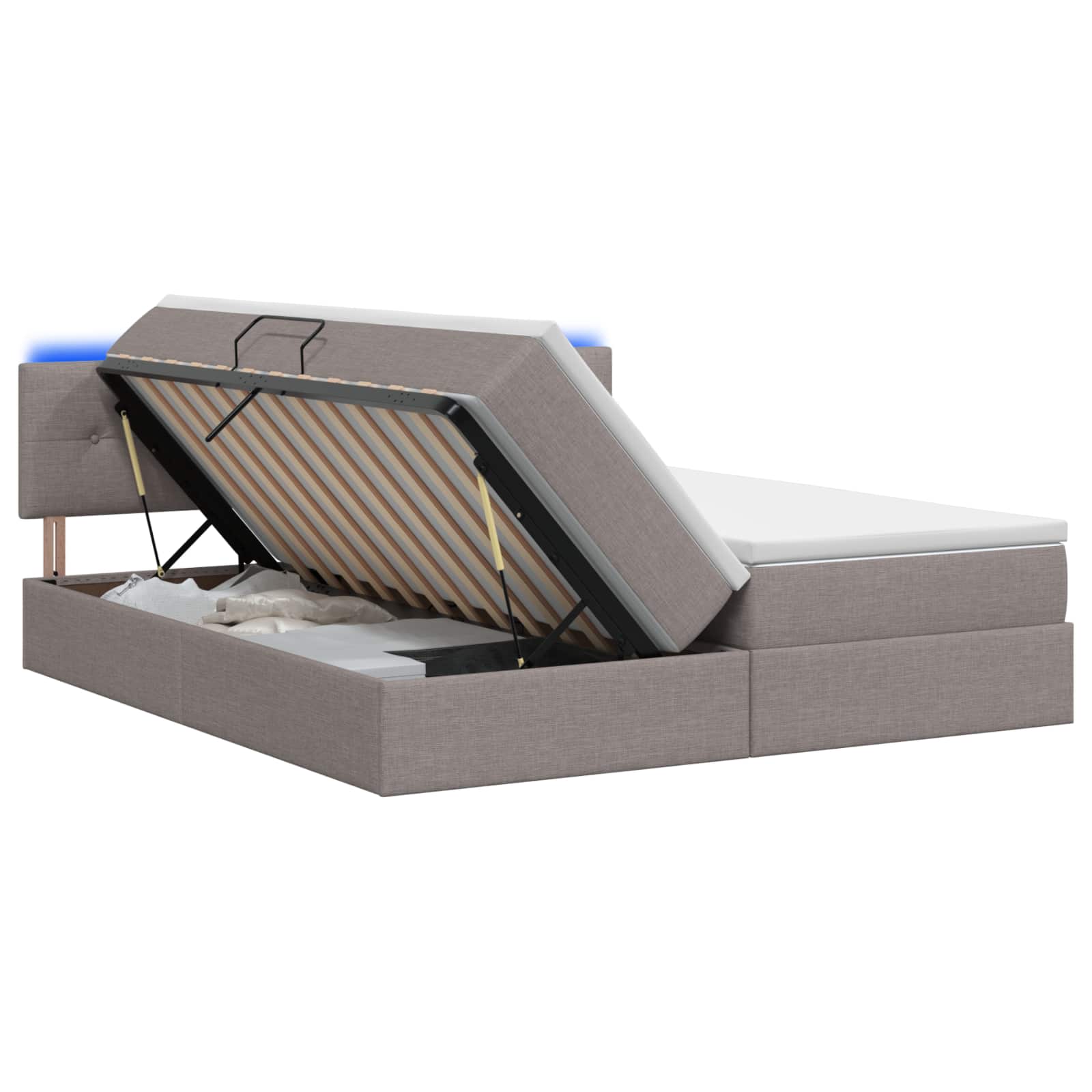 LED Opslagbed met Matras Taupe 180 x 200 cm Stof