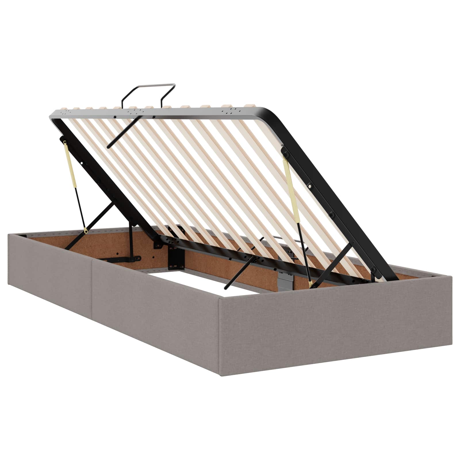 LED Opslagbed met Matras Taupe 200 x 200 cm Stof – afbeelding 4