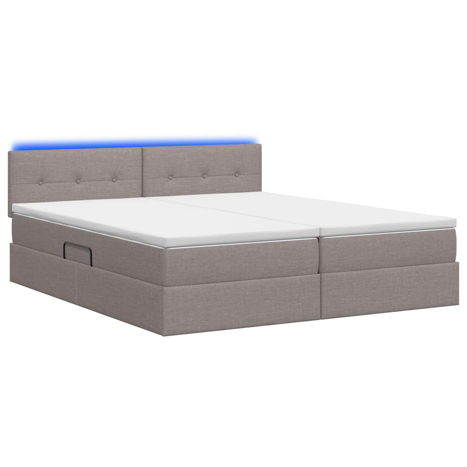LED Opslagbed met Matras Taupe 200 x 200 cm Stof – afbeelding 7