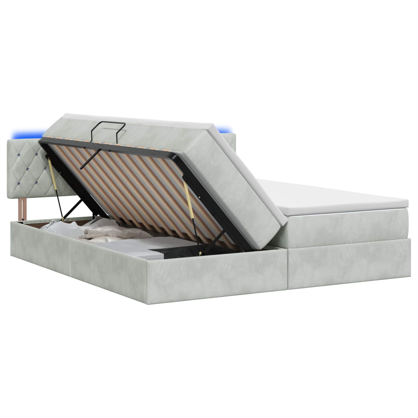 LED Opslagbed met Matras Lichtgrijs 200 x 200 cm Fluweel
