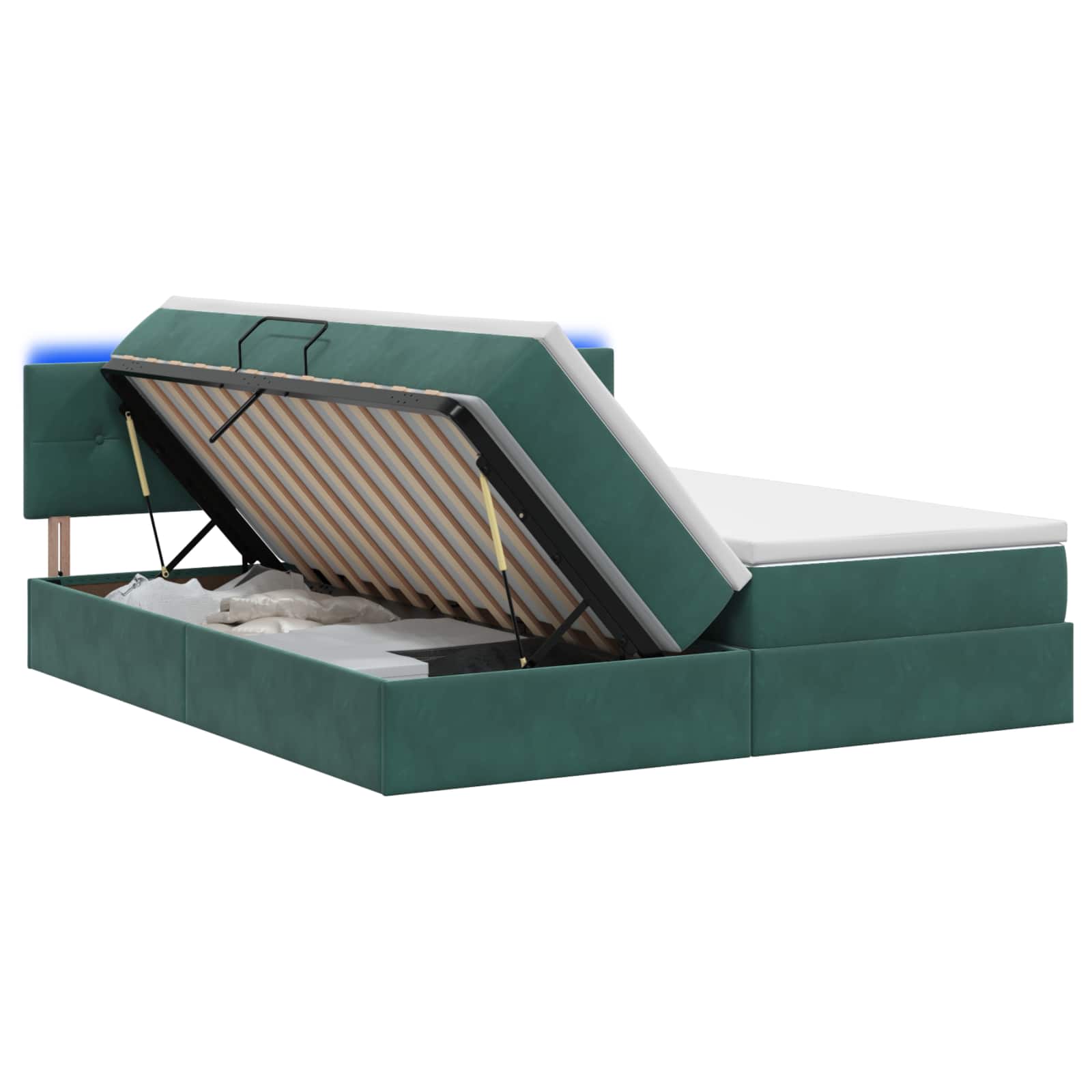 LED Opslagbed met Matras Donkergroen 180 x 200 cm Fluweel – afbeelding 1