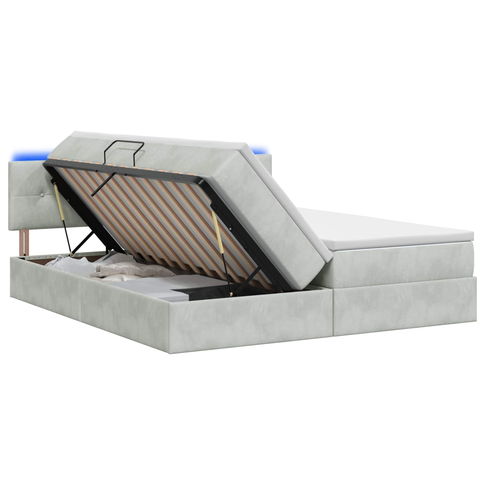 LED Opslagbed met Matras Lichtgrijs 200 x 200 cm Fluweel
