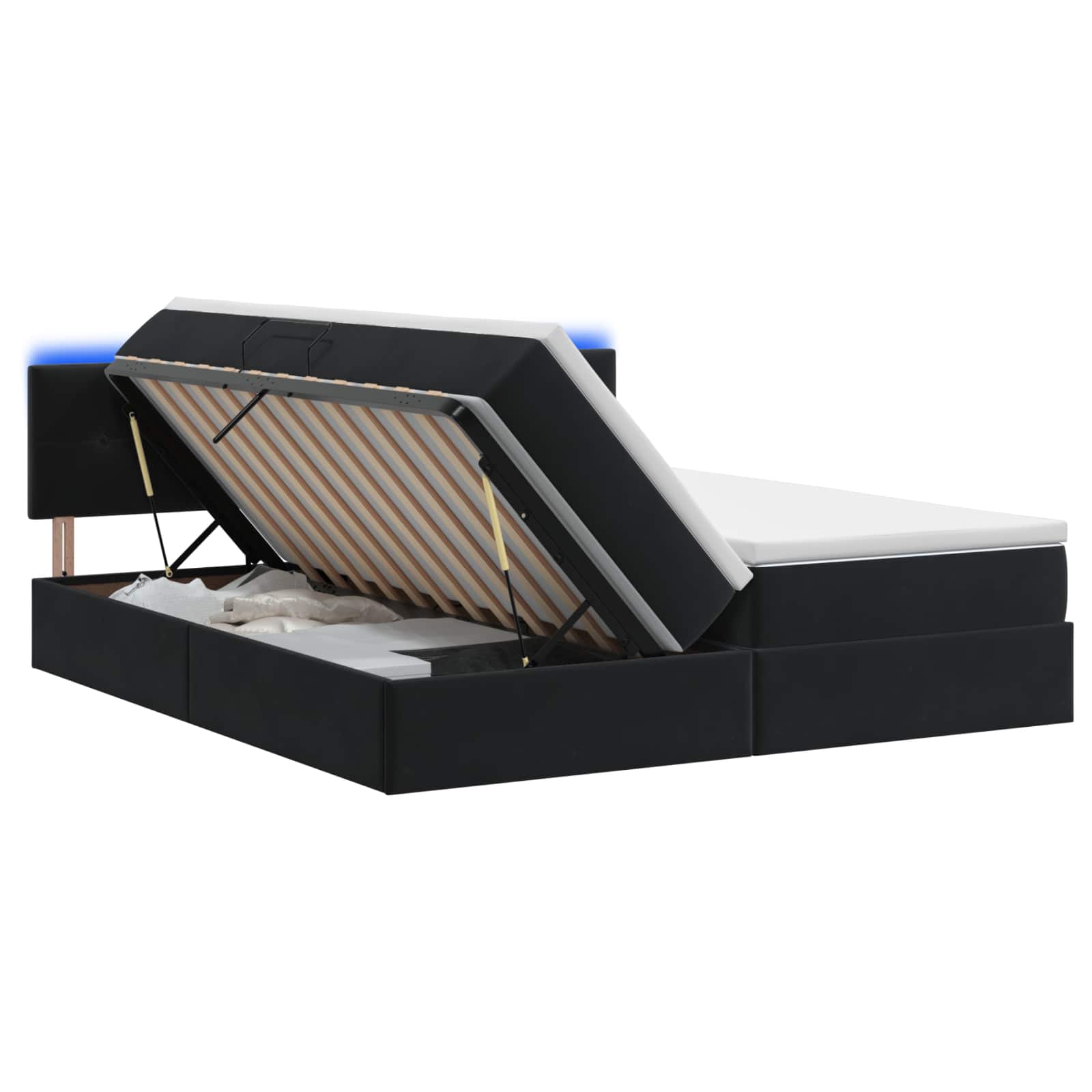 LED Opslagbed met Matras Zwart 200 x 200 cm Fluweel